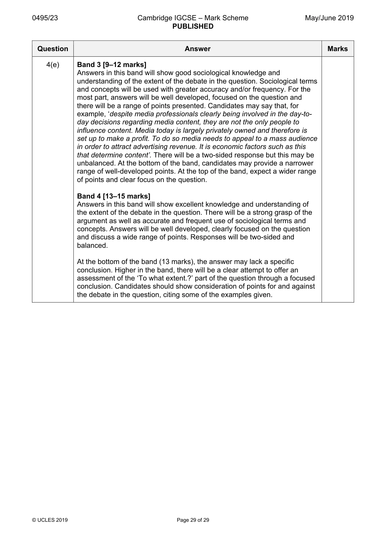 Mark scheme, page 29 of 29
