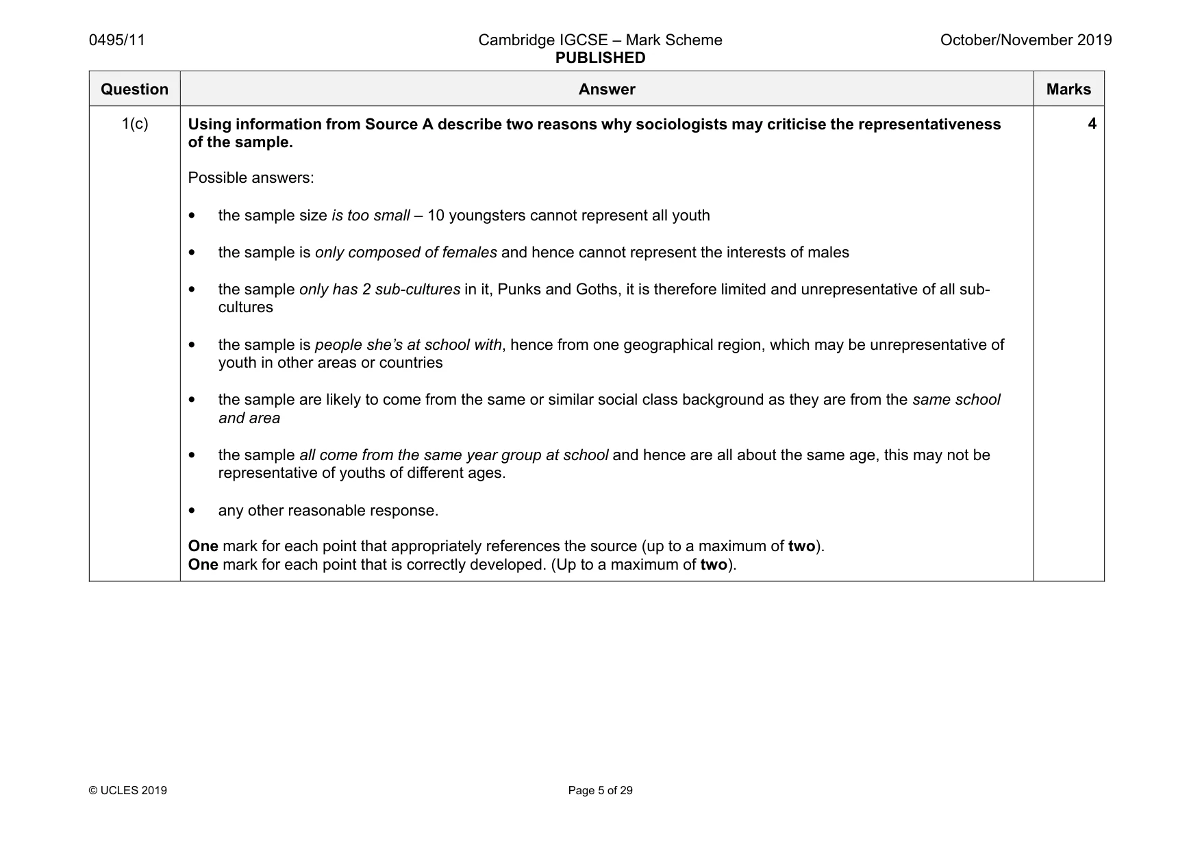 Mark scheme, page 5 of 29
