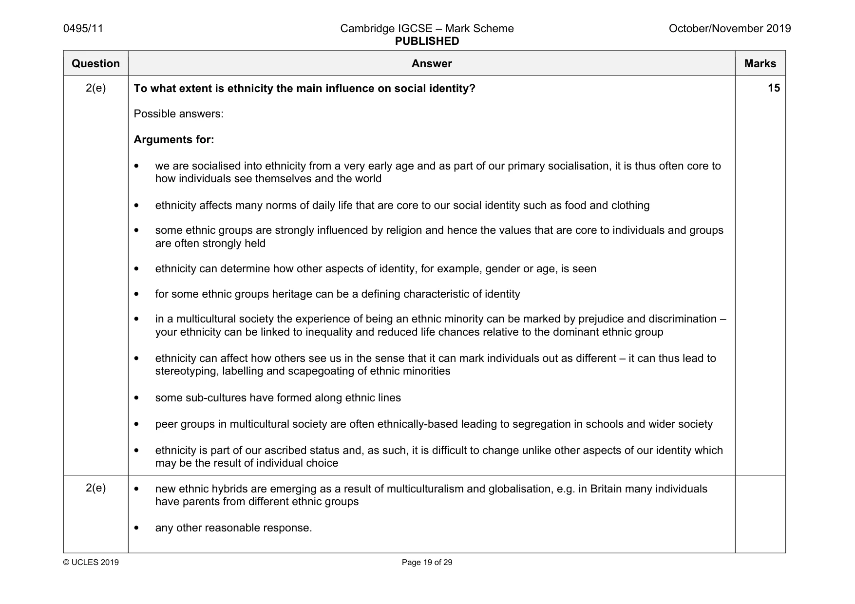 Mark scheme, page 19 of 29