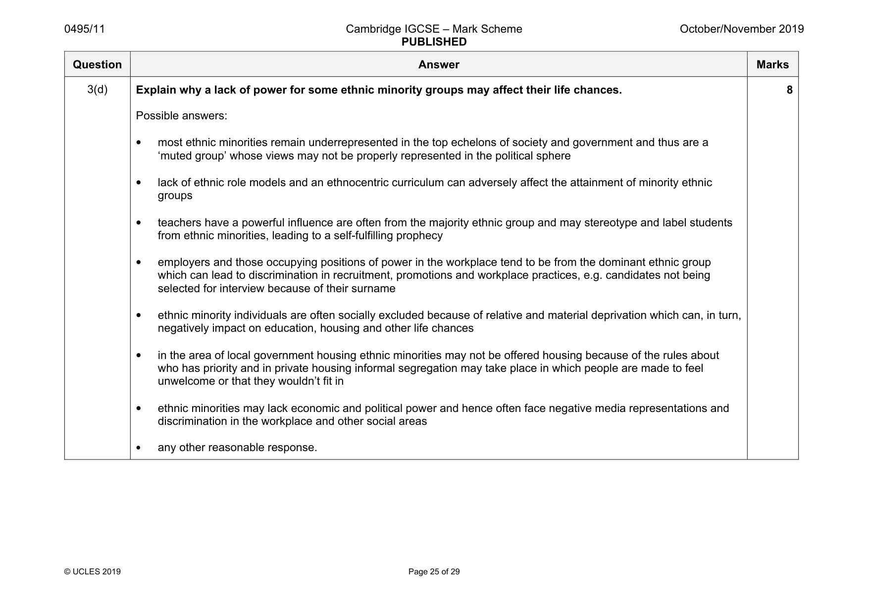 Mark scheme, page 25 of 29