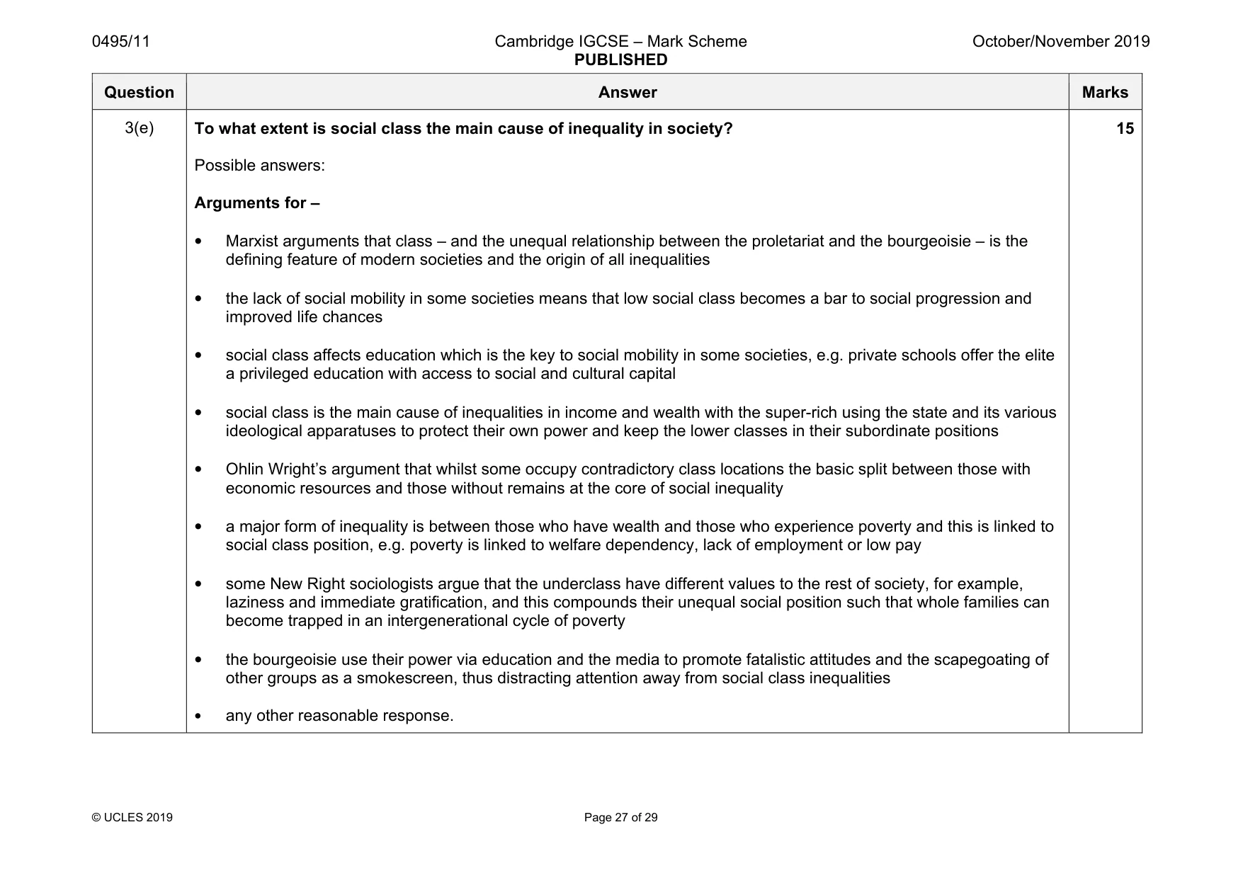 Mark scheme, page 27 of 29