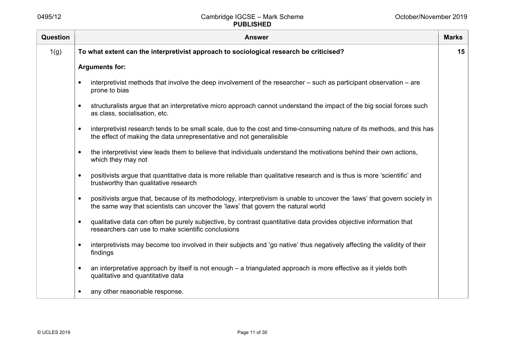 Mark scheme, page 11 of 30