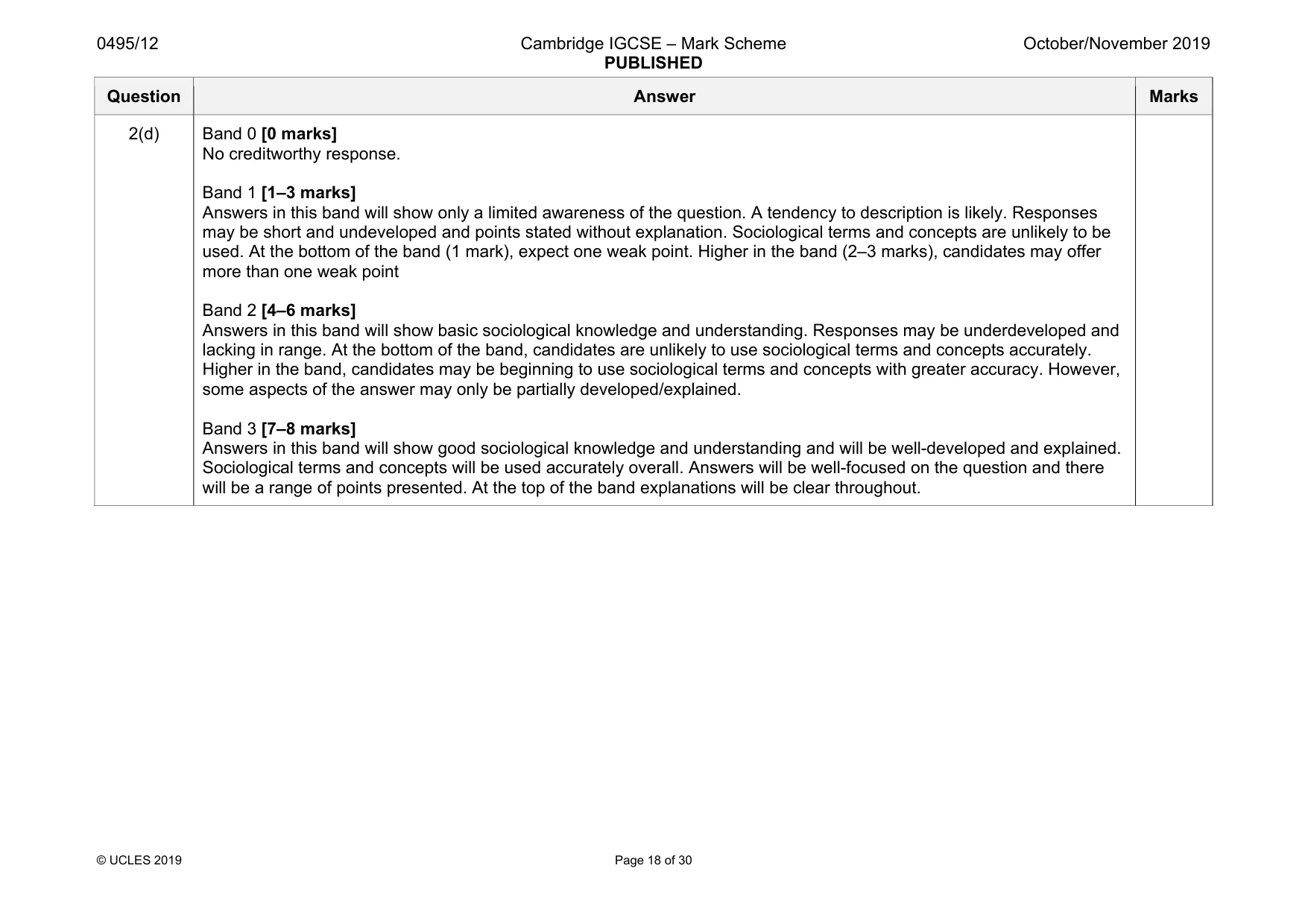 Mark scheme, page 18 of 30