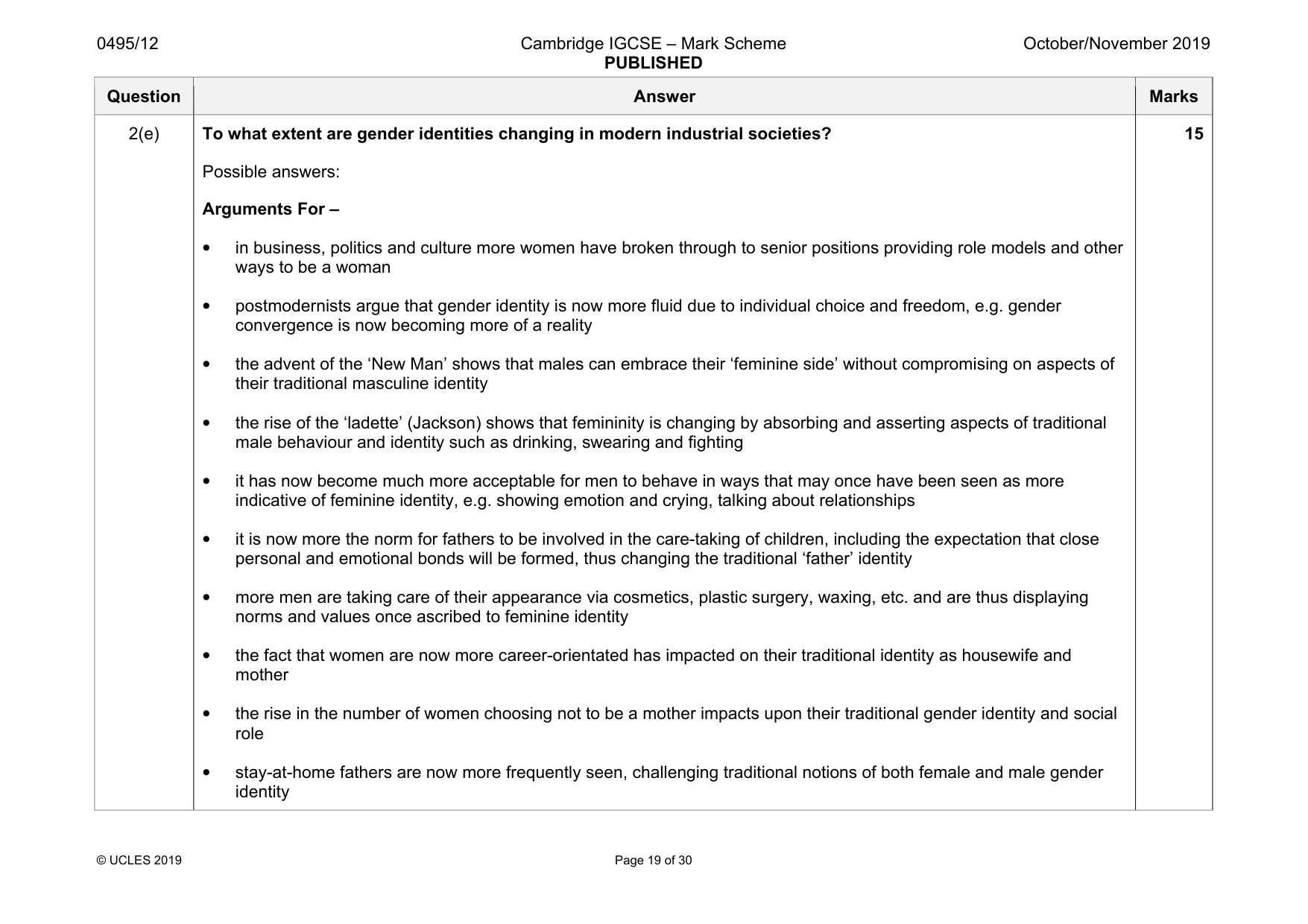 Mark scheme, page 19 of 30