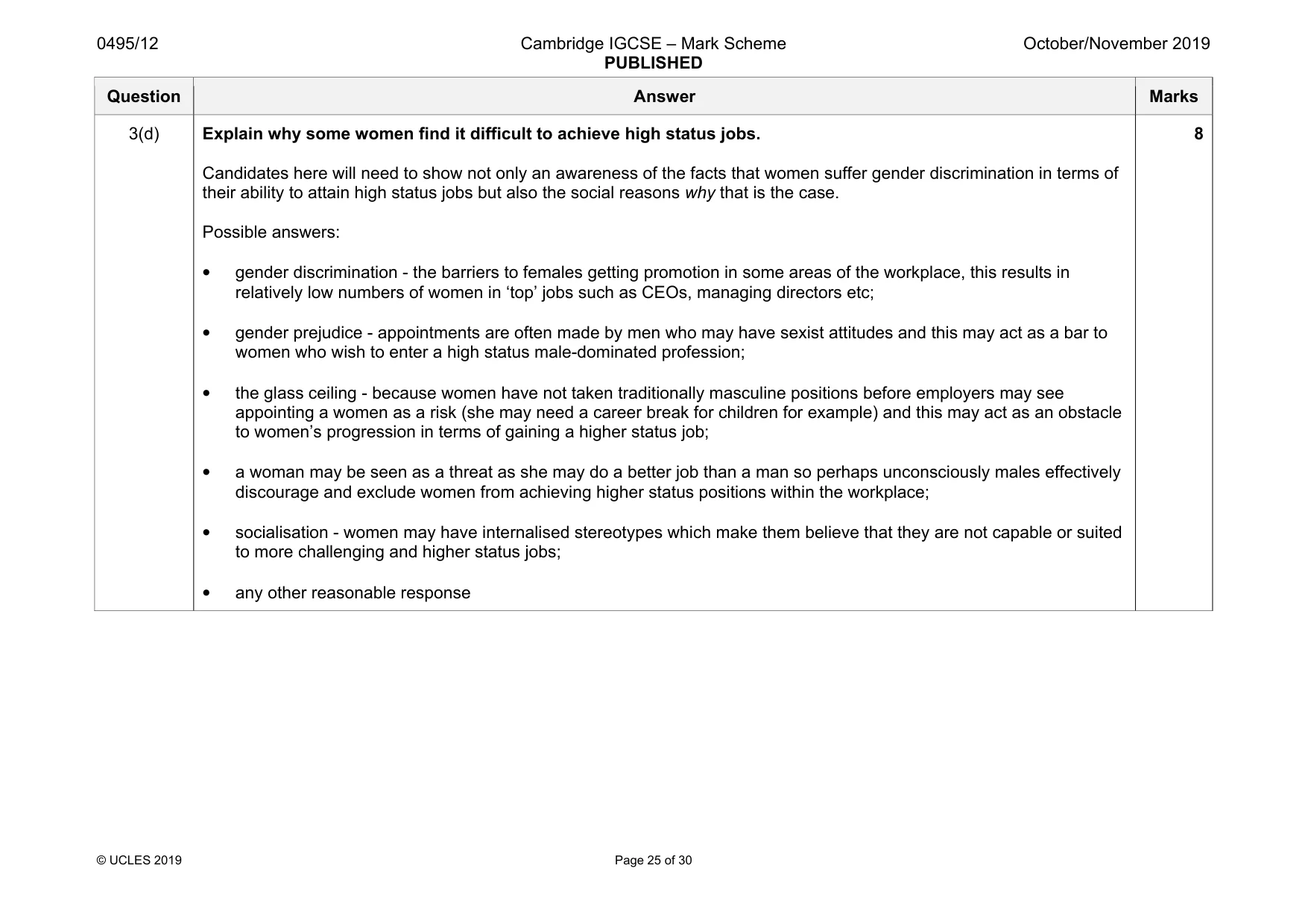 Mark scheme, page 25 of 30