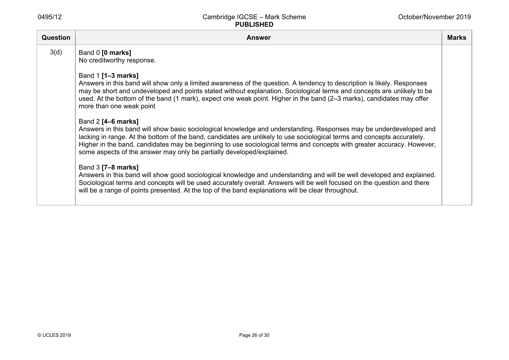 Mark scheme, page 26 of 30