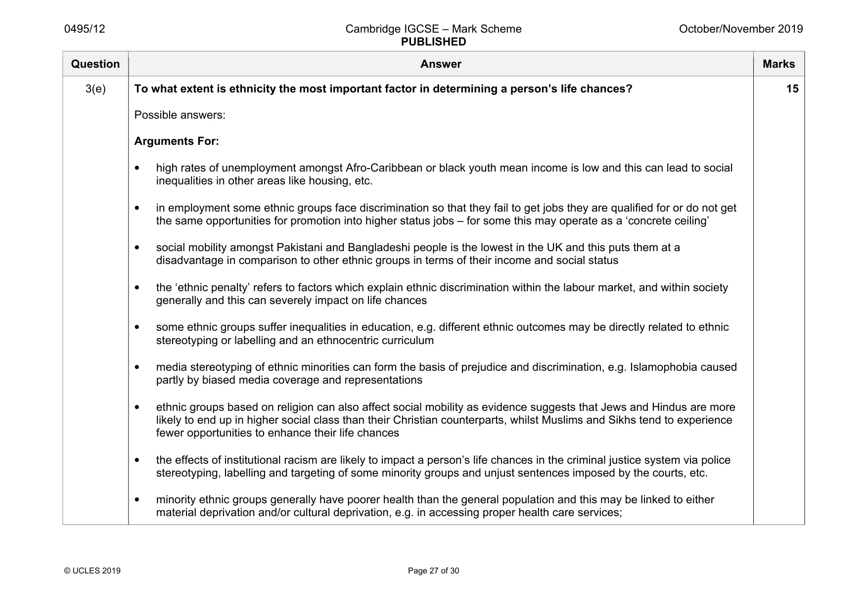 Mark scheme, page 27 of 30
