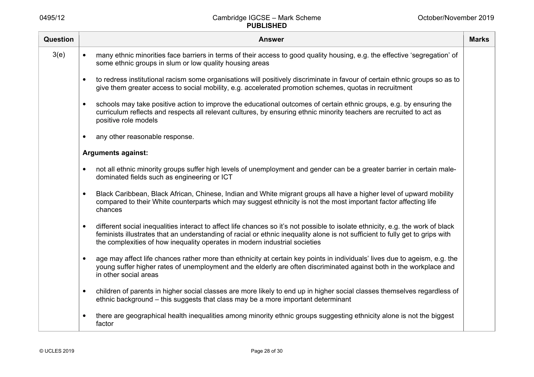 Mark scheme, page 28 of 30