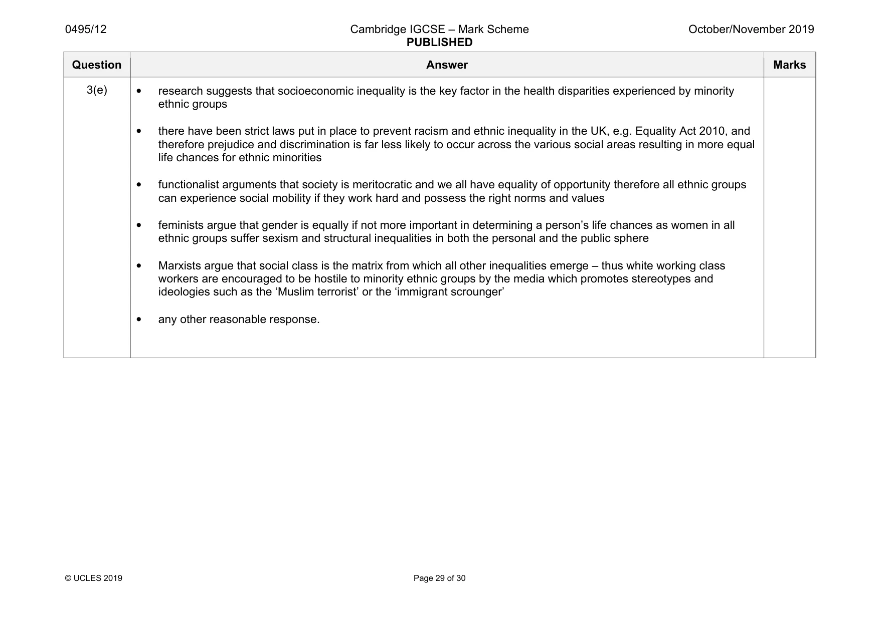 Mark scheme, page 29 of 30