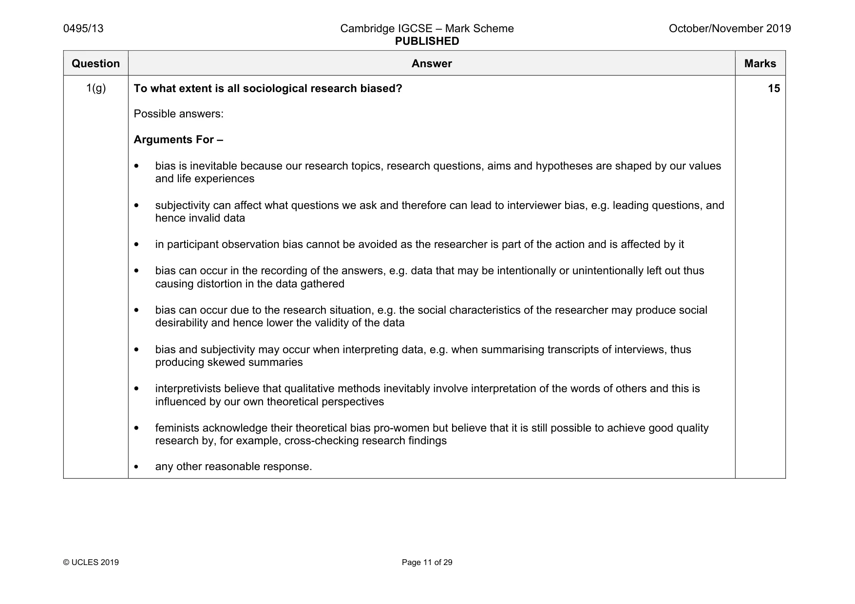 Mark scheme, page 11 of 29