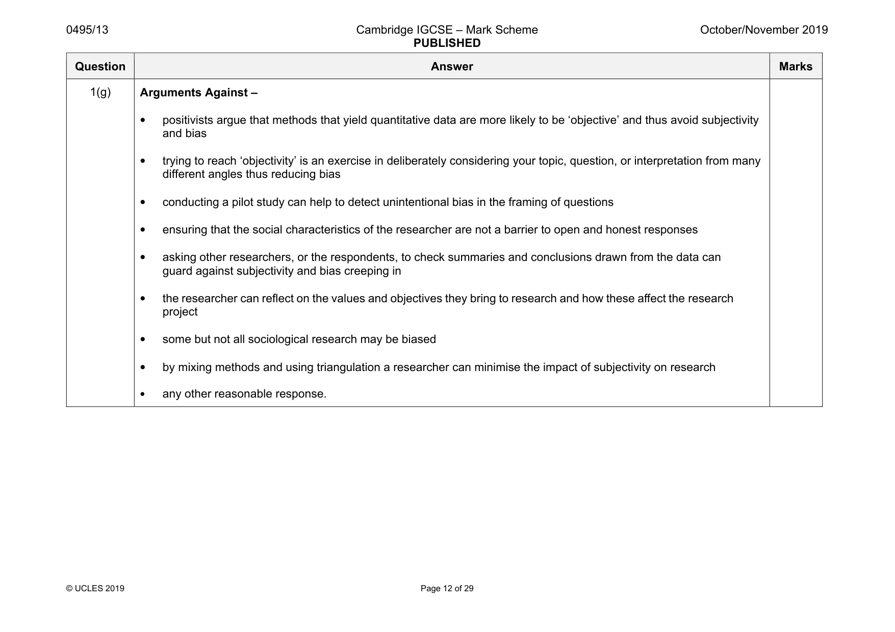 Mark scheme, page 12 of 29