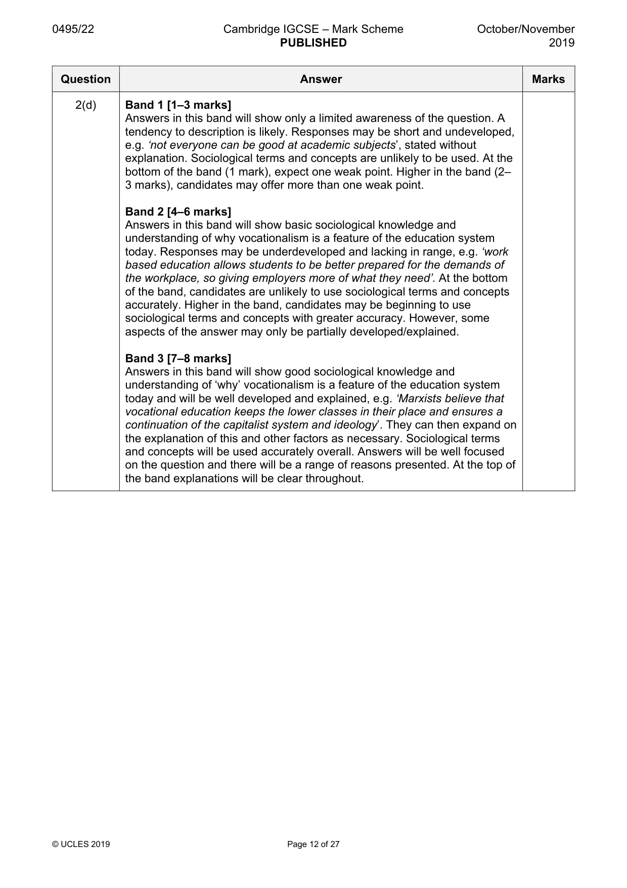 Mark scheme, page 12 of 27