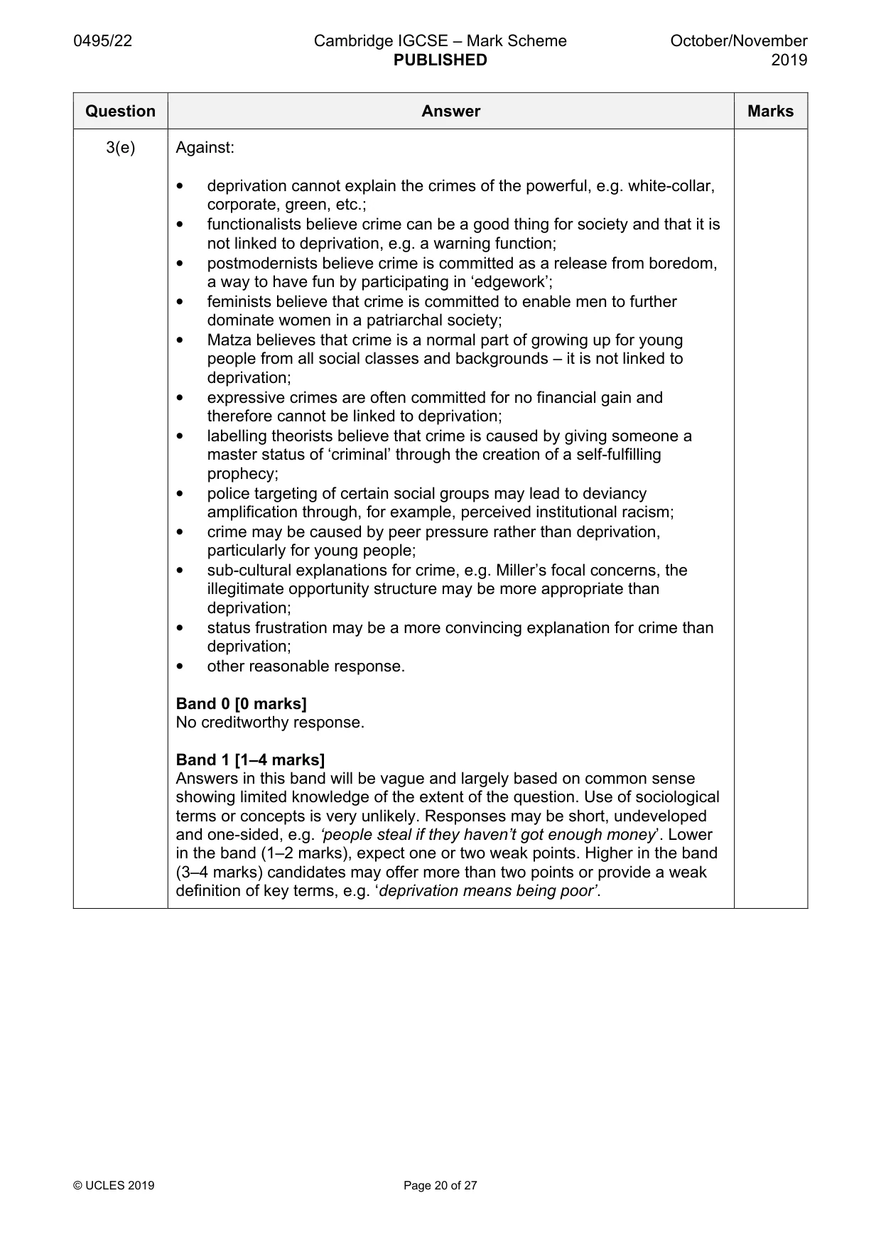 Mark scheme, page 20 of 27