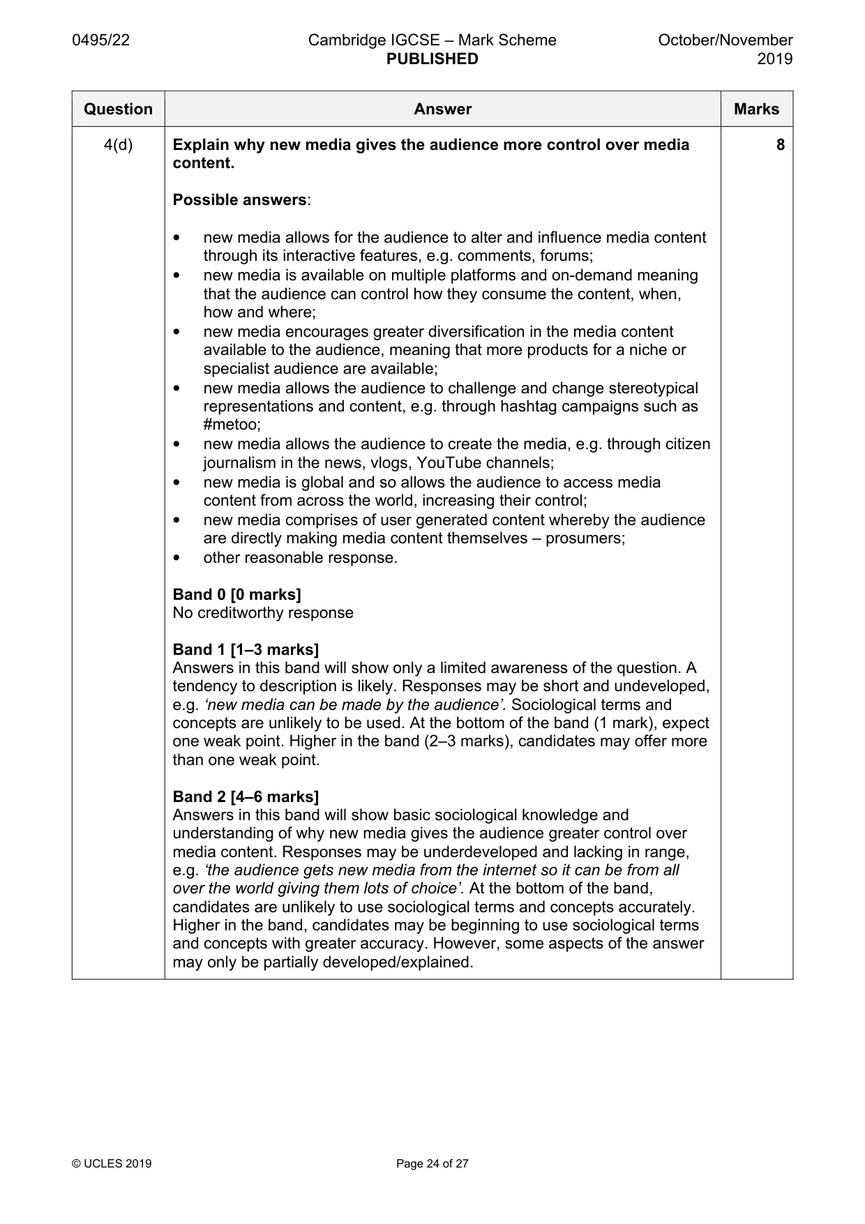 Mark scheme, page 24 of 27