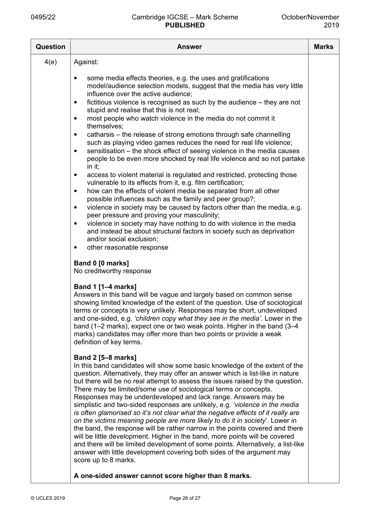 Mark scheme, page 26 of 27
