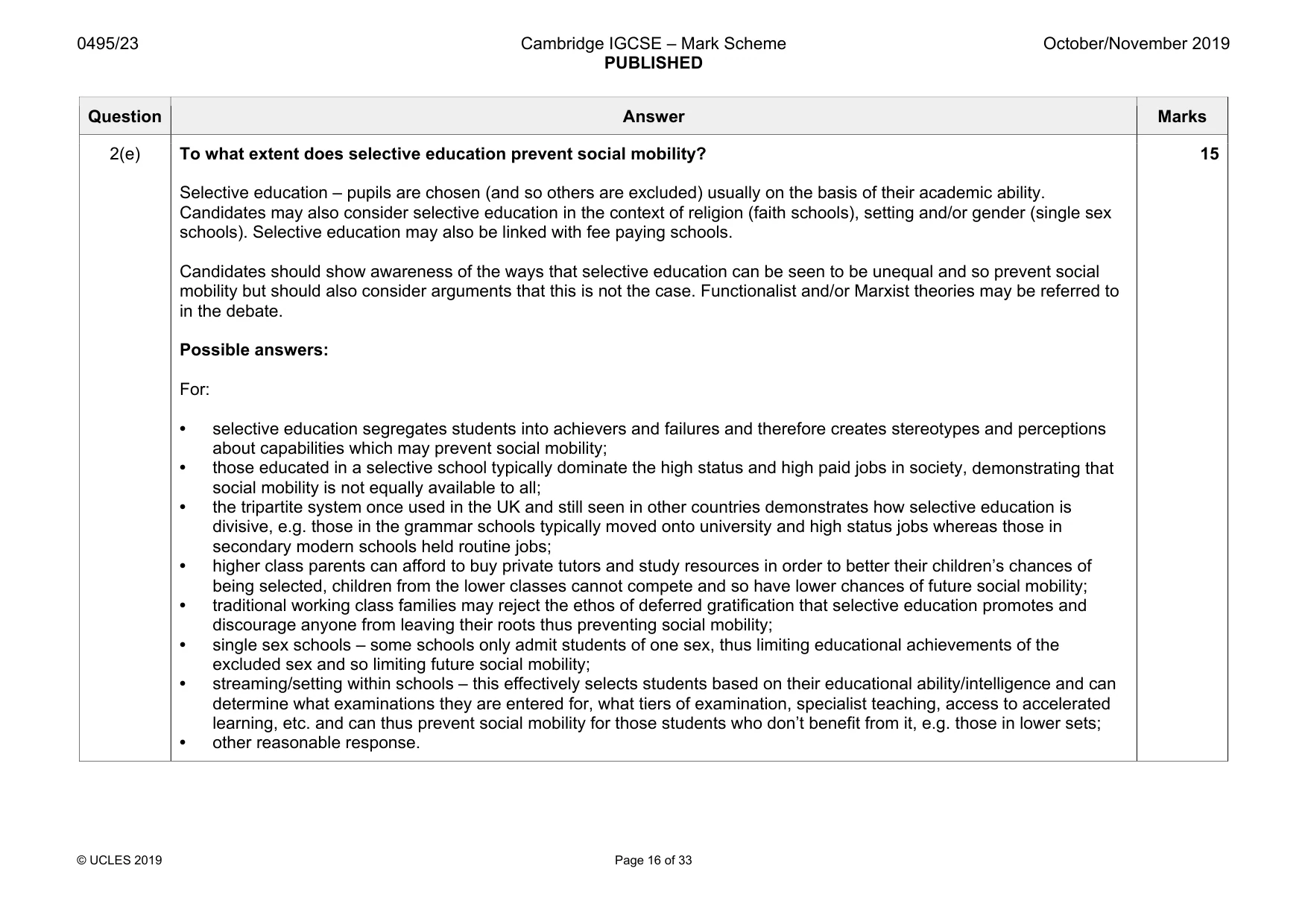 Mark scheme, page 16 of 33