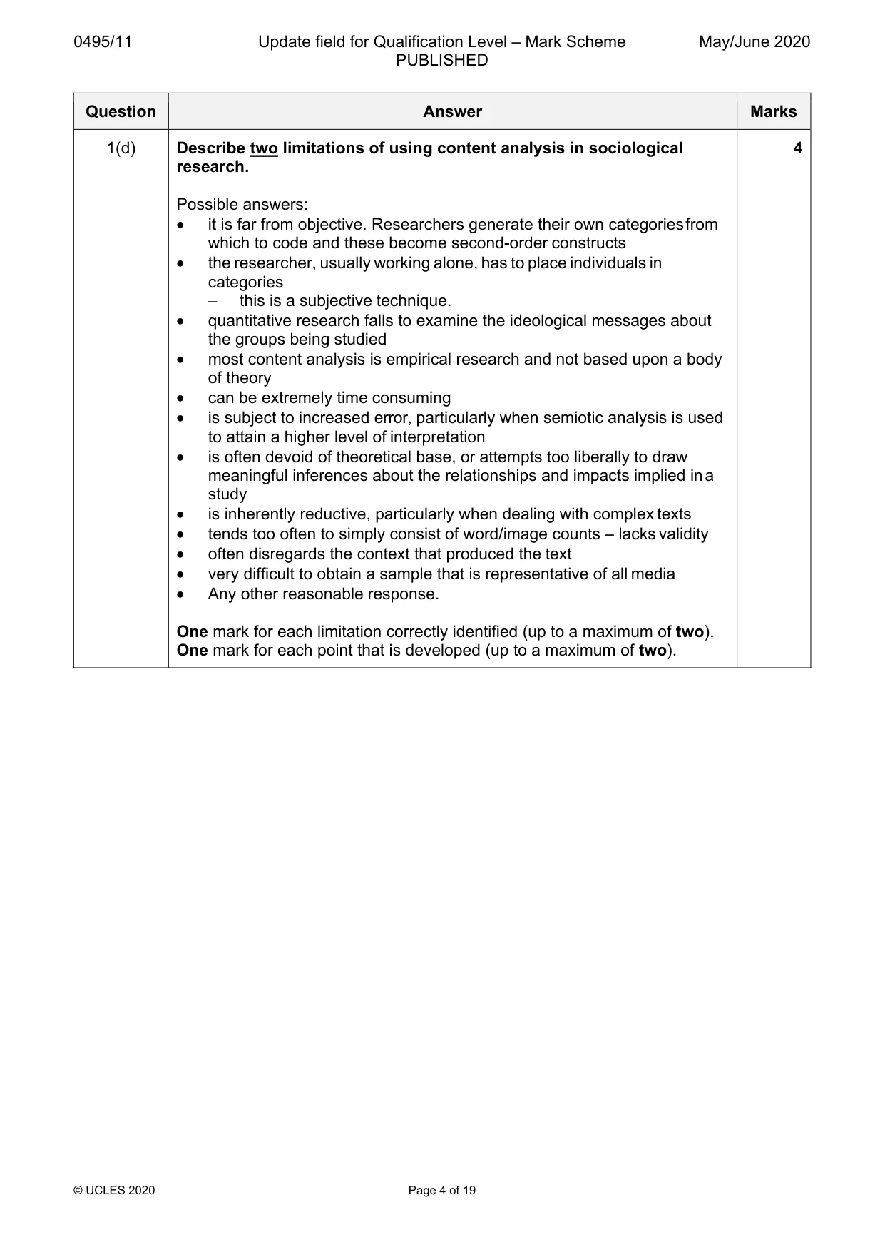 Mark scheme, page 4 of 19