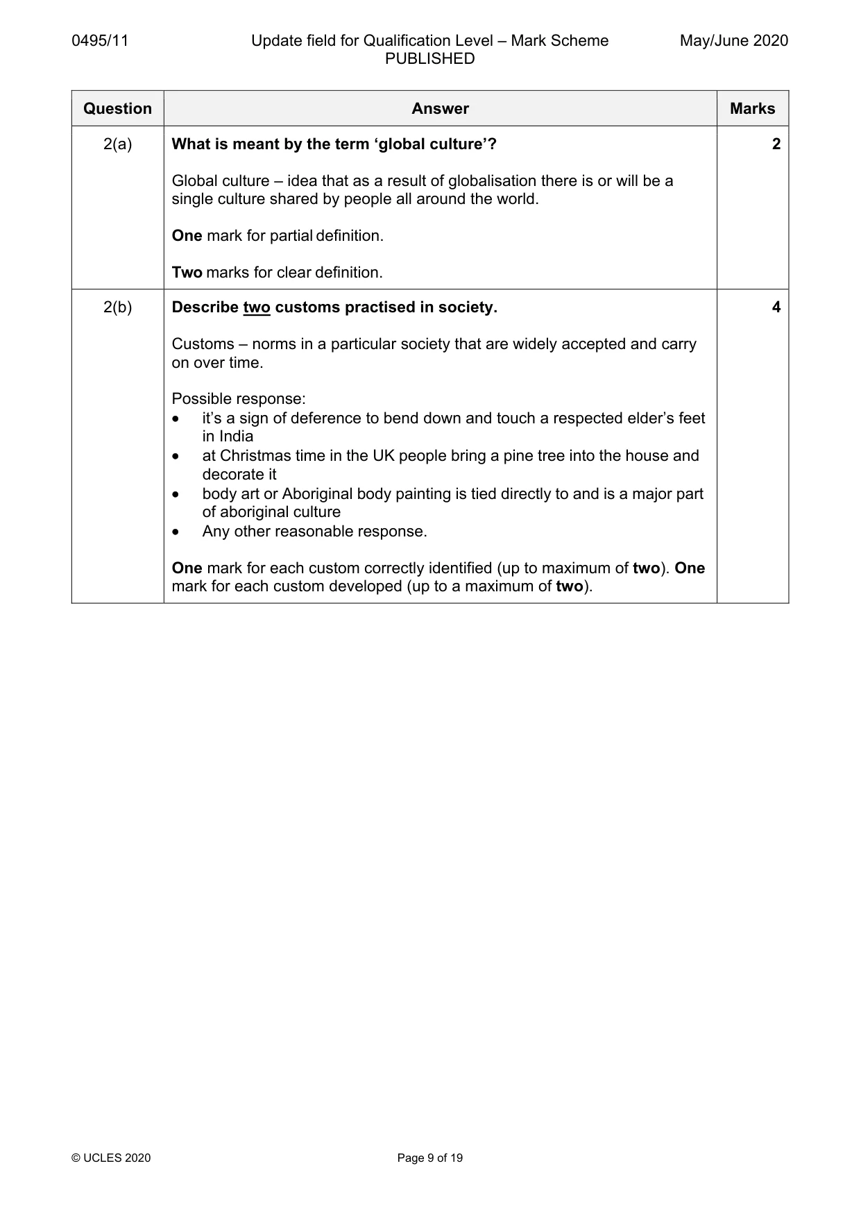 Mark scheme, page 9 of 19