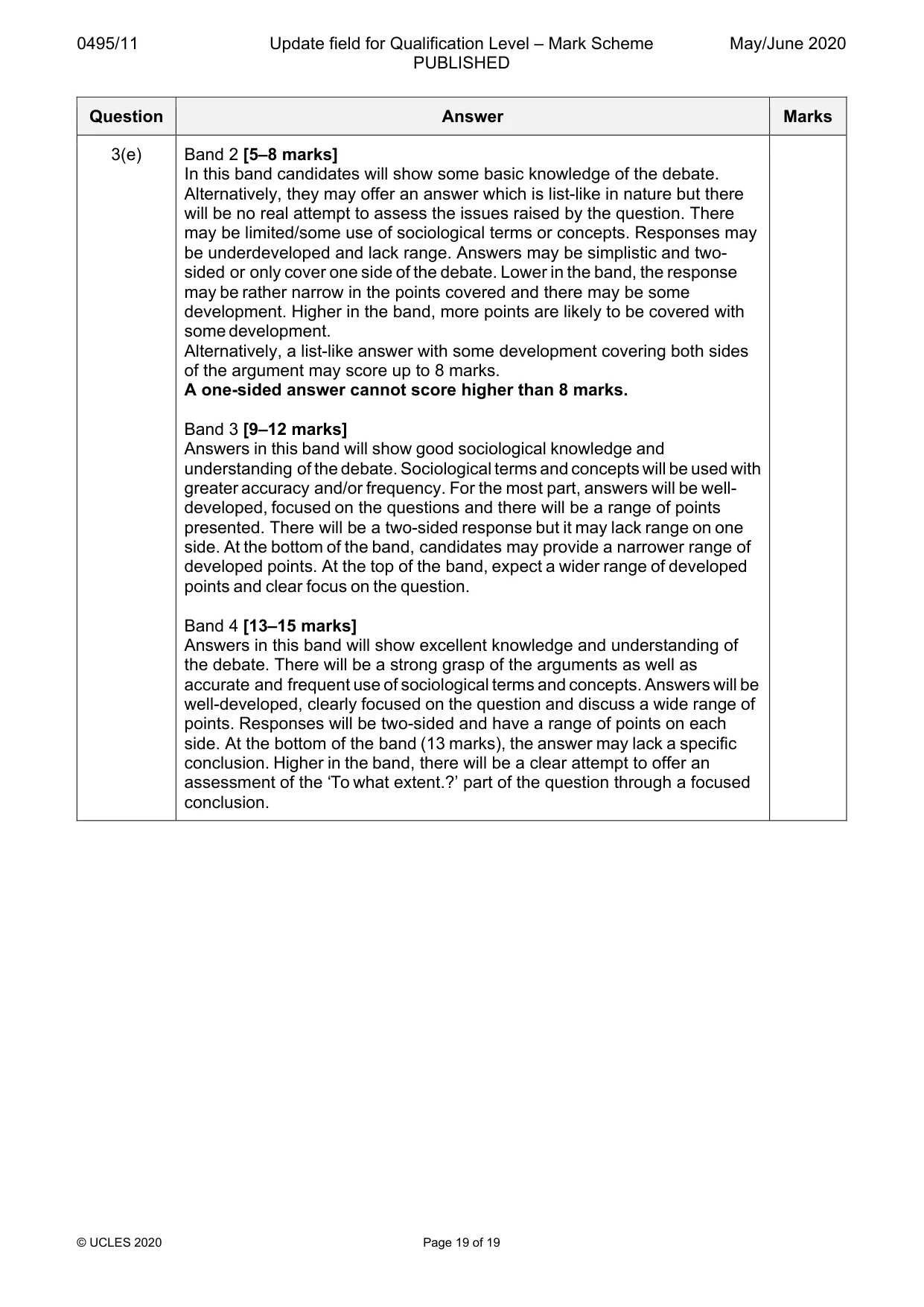 Mark scheme, page 19 of 19