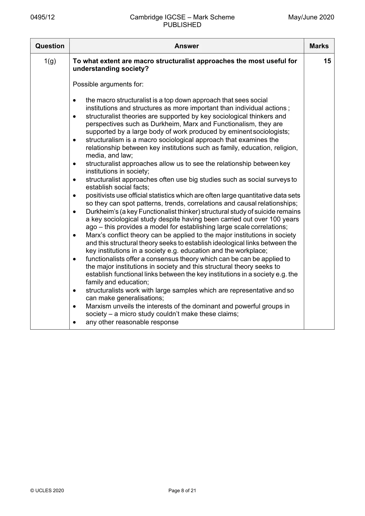Mark scheme, page 8 of 21