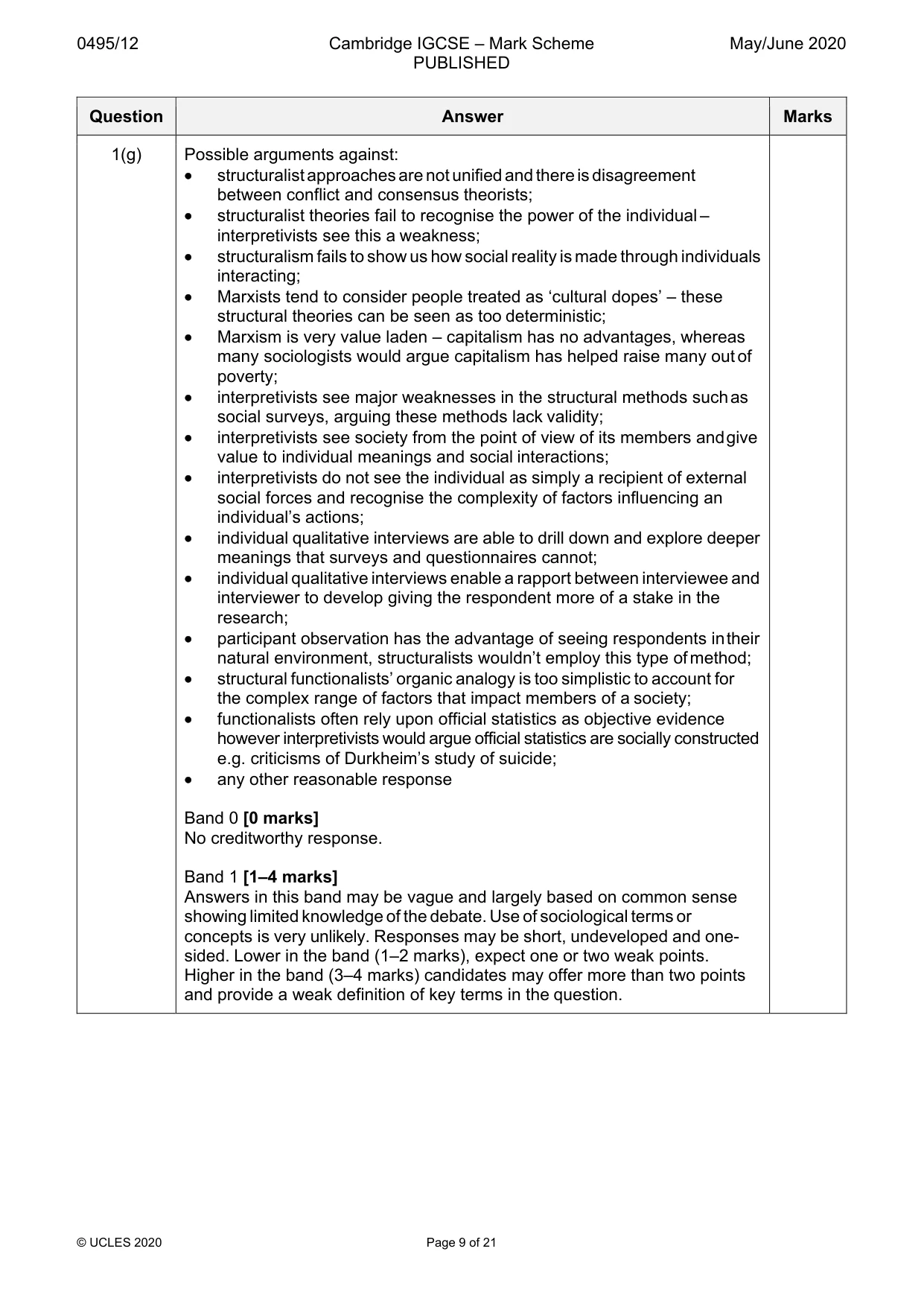 Mark scheme, page 9 of 21