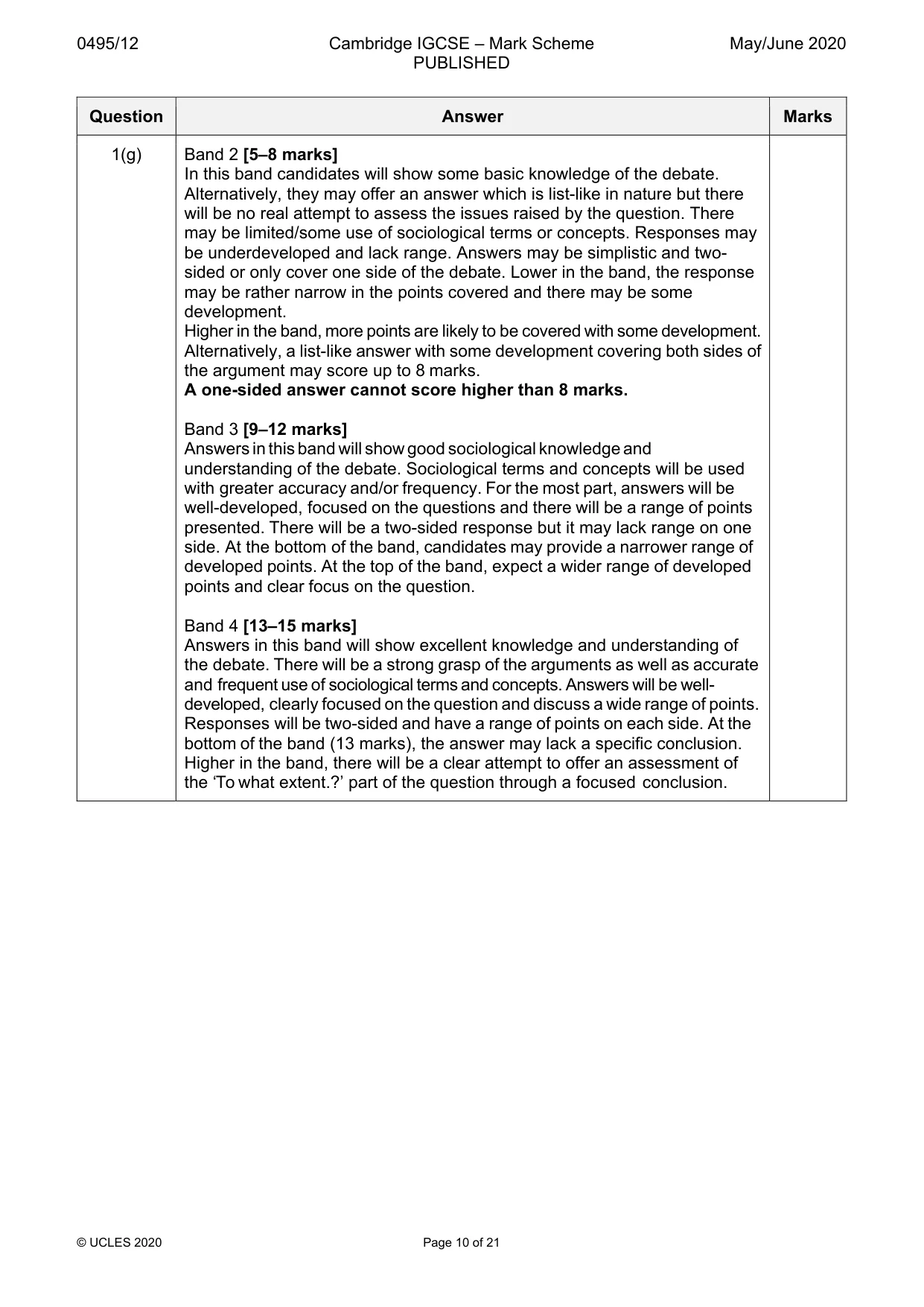 Mark scheme, page 10 of 21