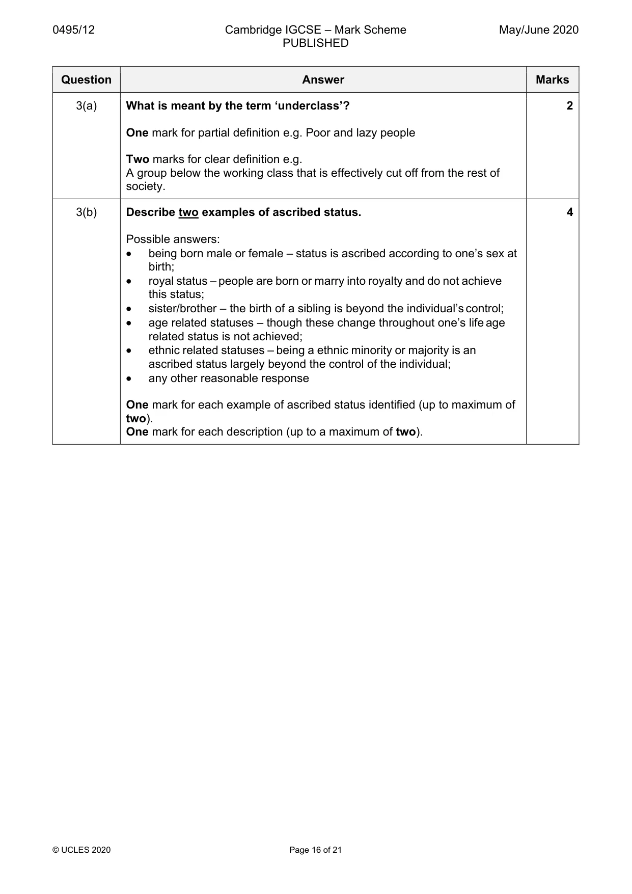 Mark scheme, page 16 of 21