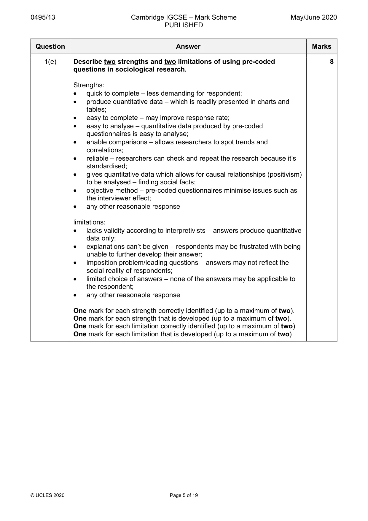 Mark scheme, page 5 of 19