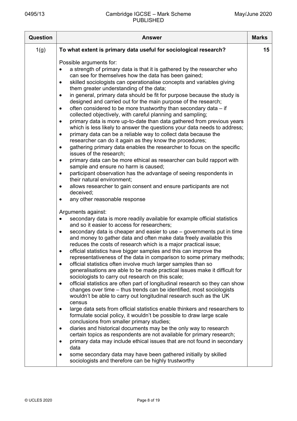 Mark scheme, page 8 of 19