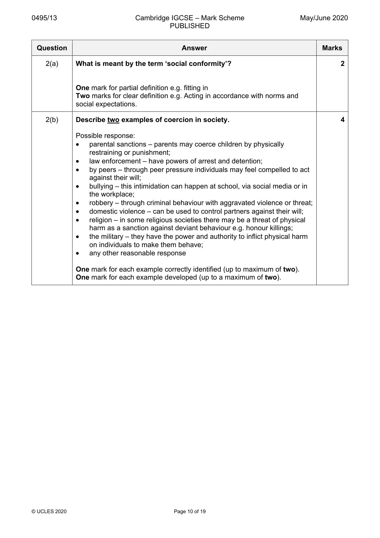 Mark scheme, page 10 of 19