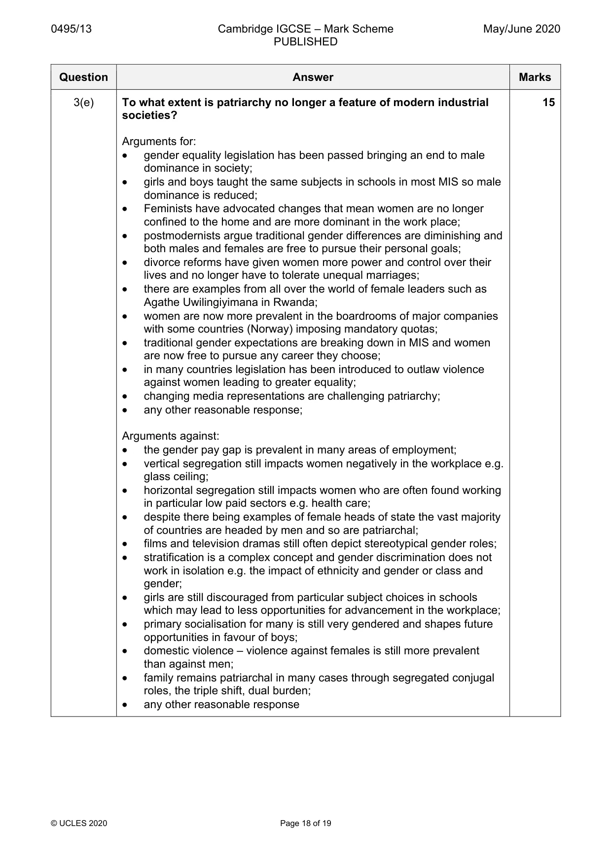 Mark scheme, page 18 of 19