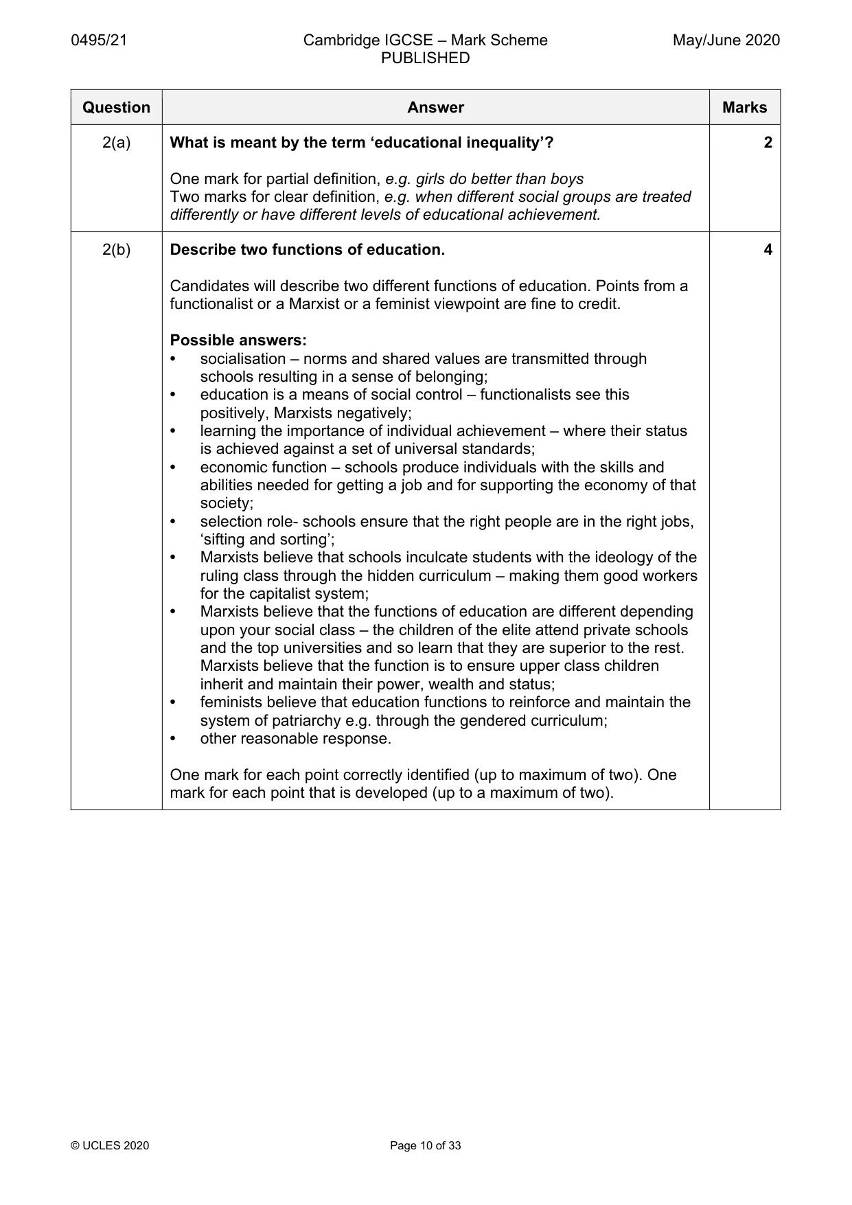 Mark scheme, page 10 of 33