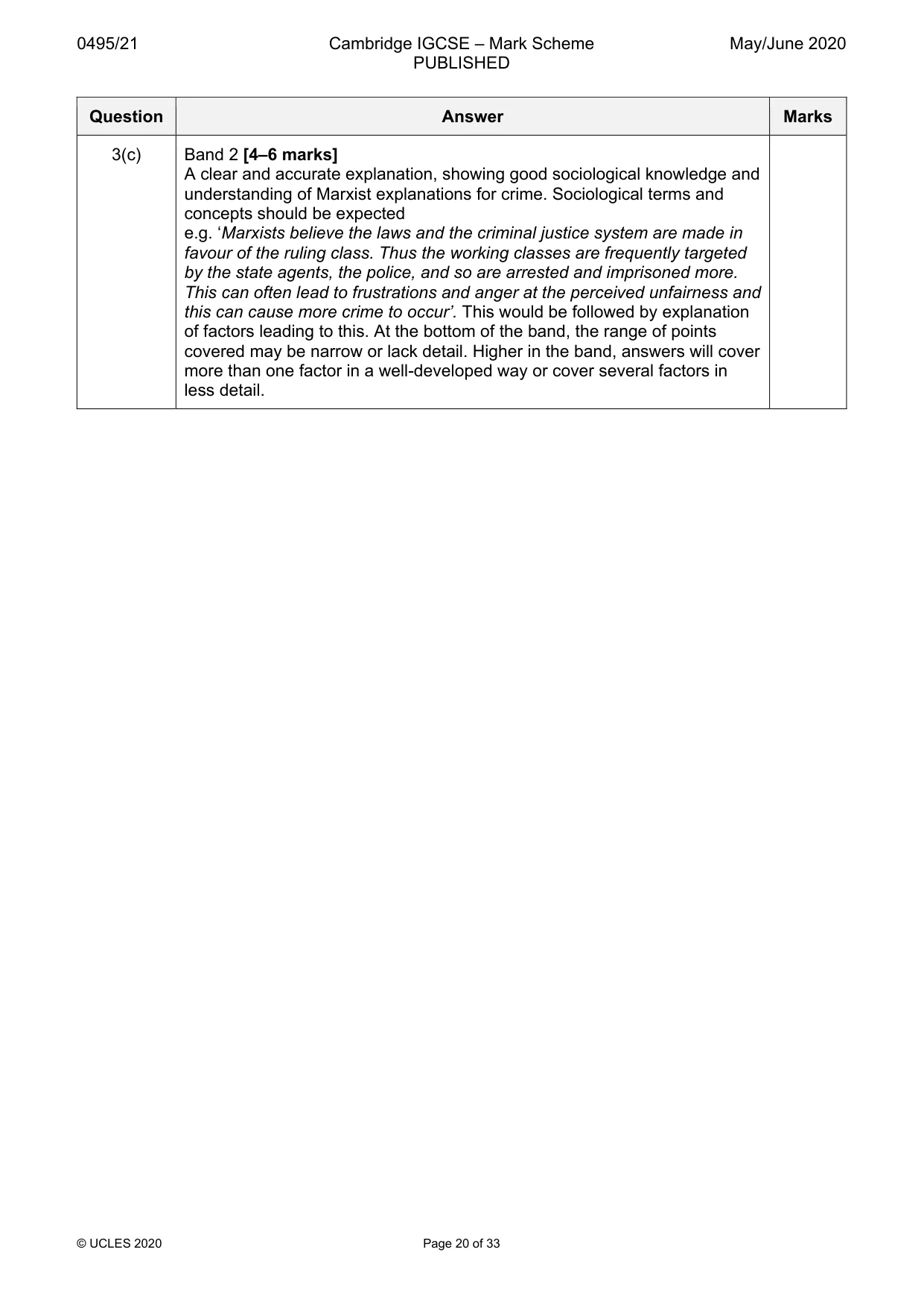 Mark scheme, page 20 of 33