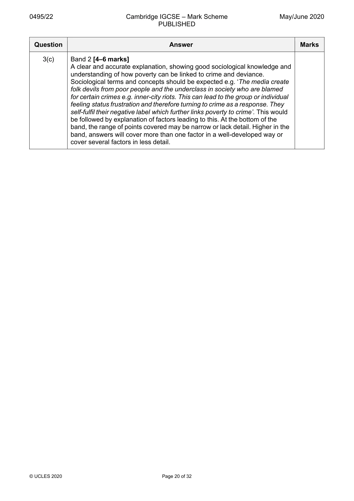 Mark scheme, page 20 of 32
