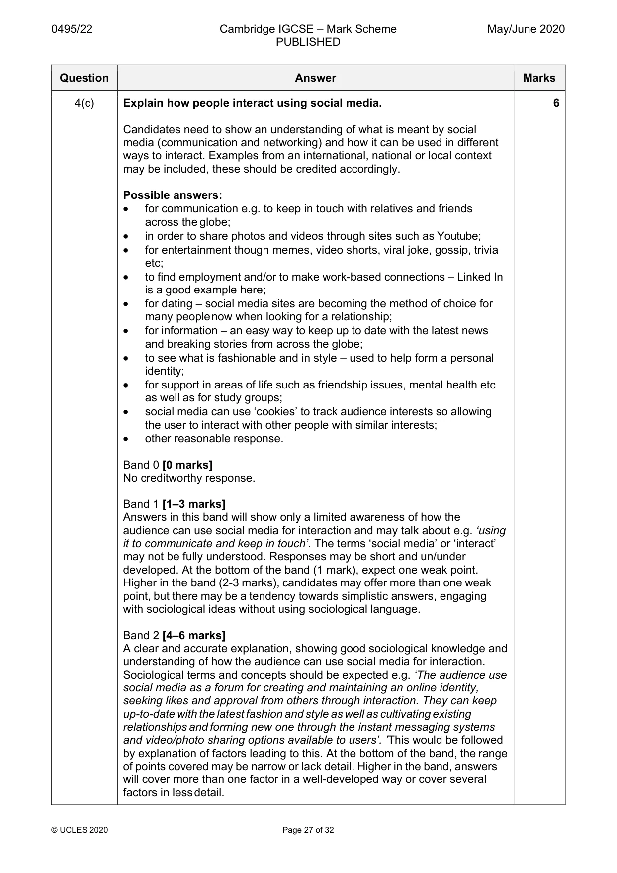Mark scheme, page 27 of 32