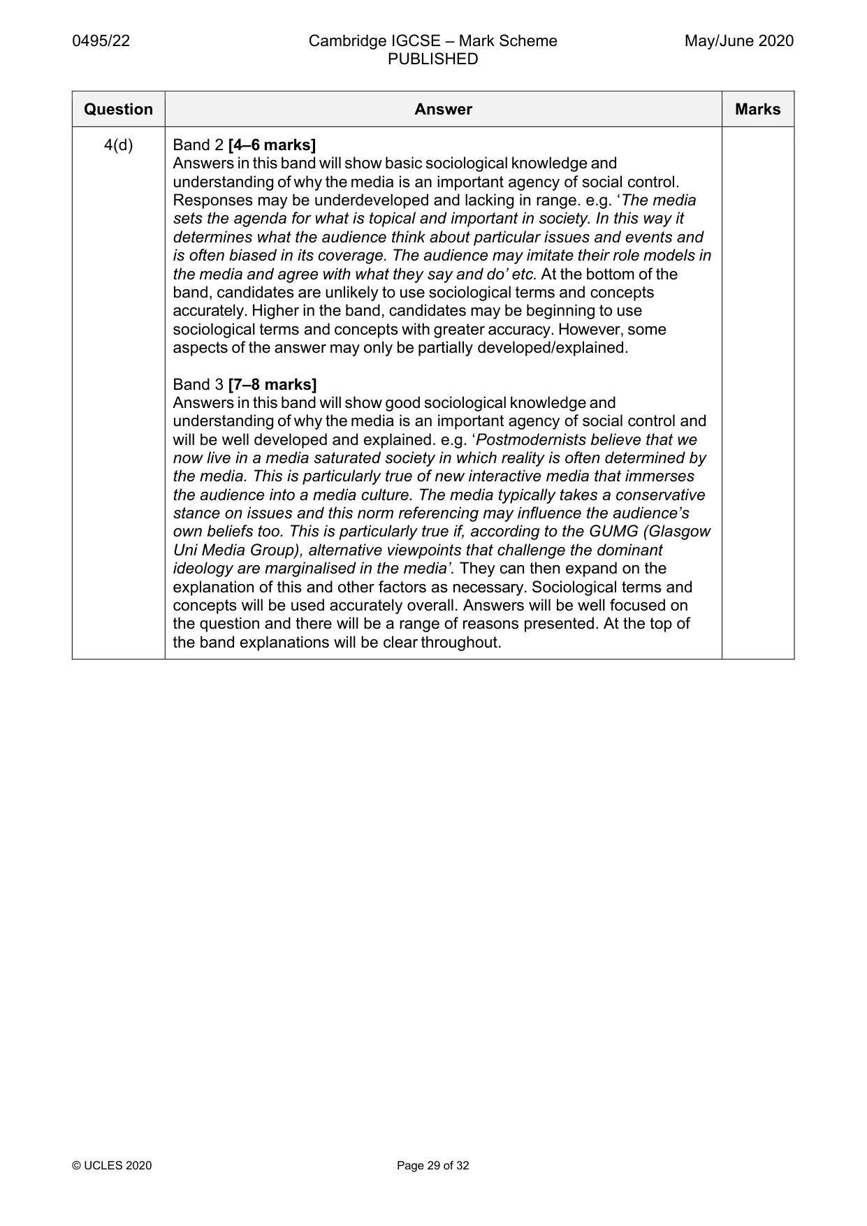 Mark scheme, page 29 of 32