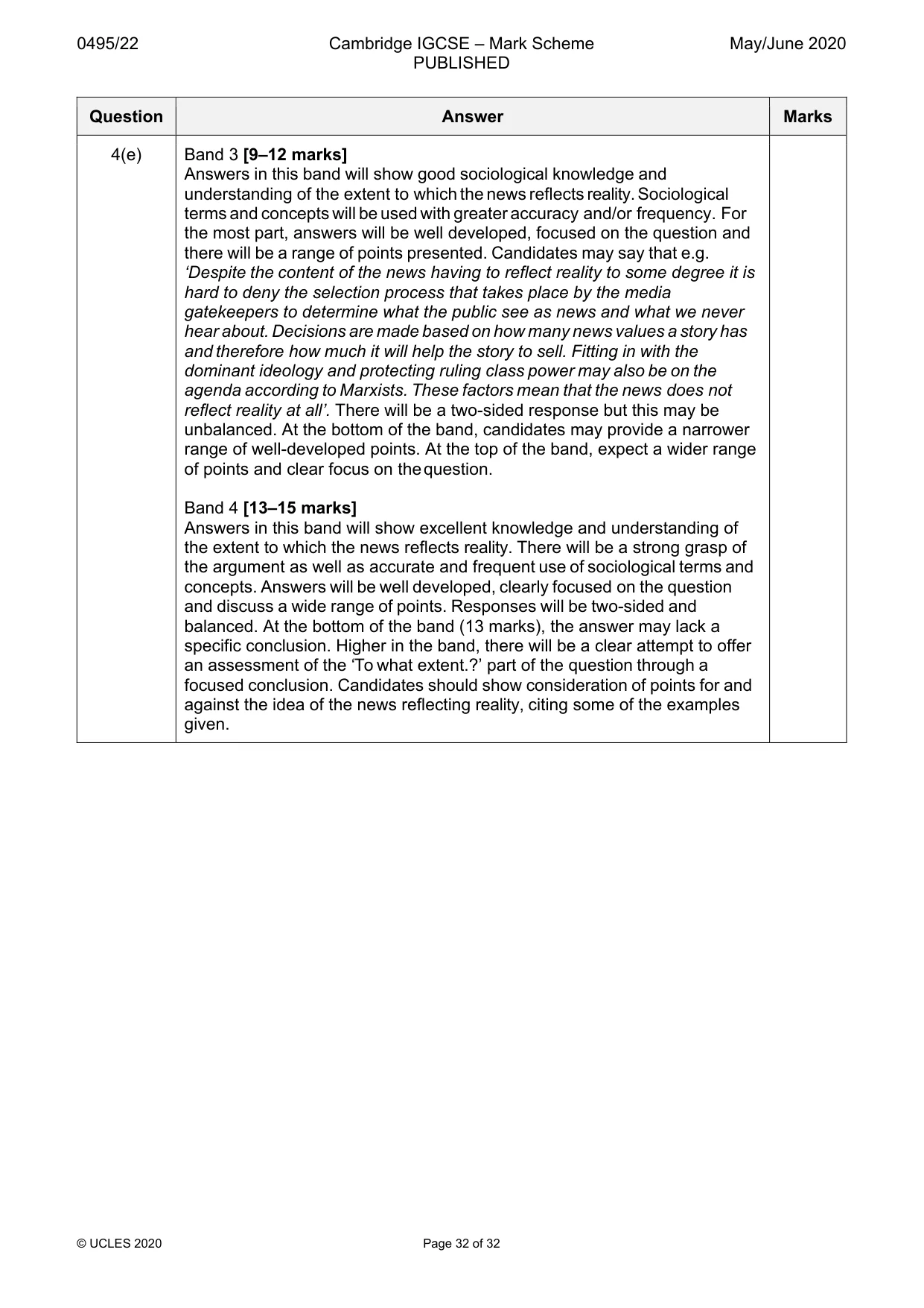 Mark scheme, page 32 of 32