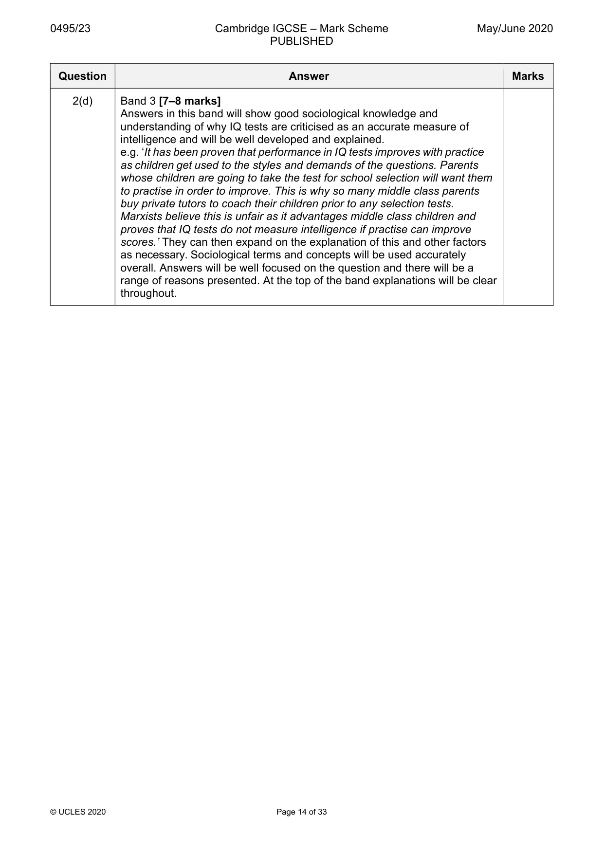 Mark scheme, page 14 of 33