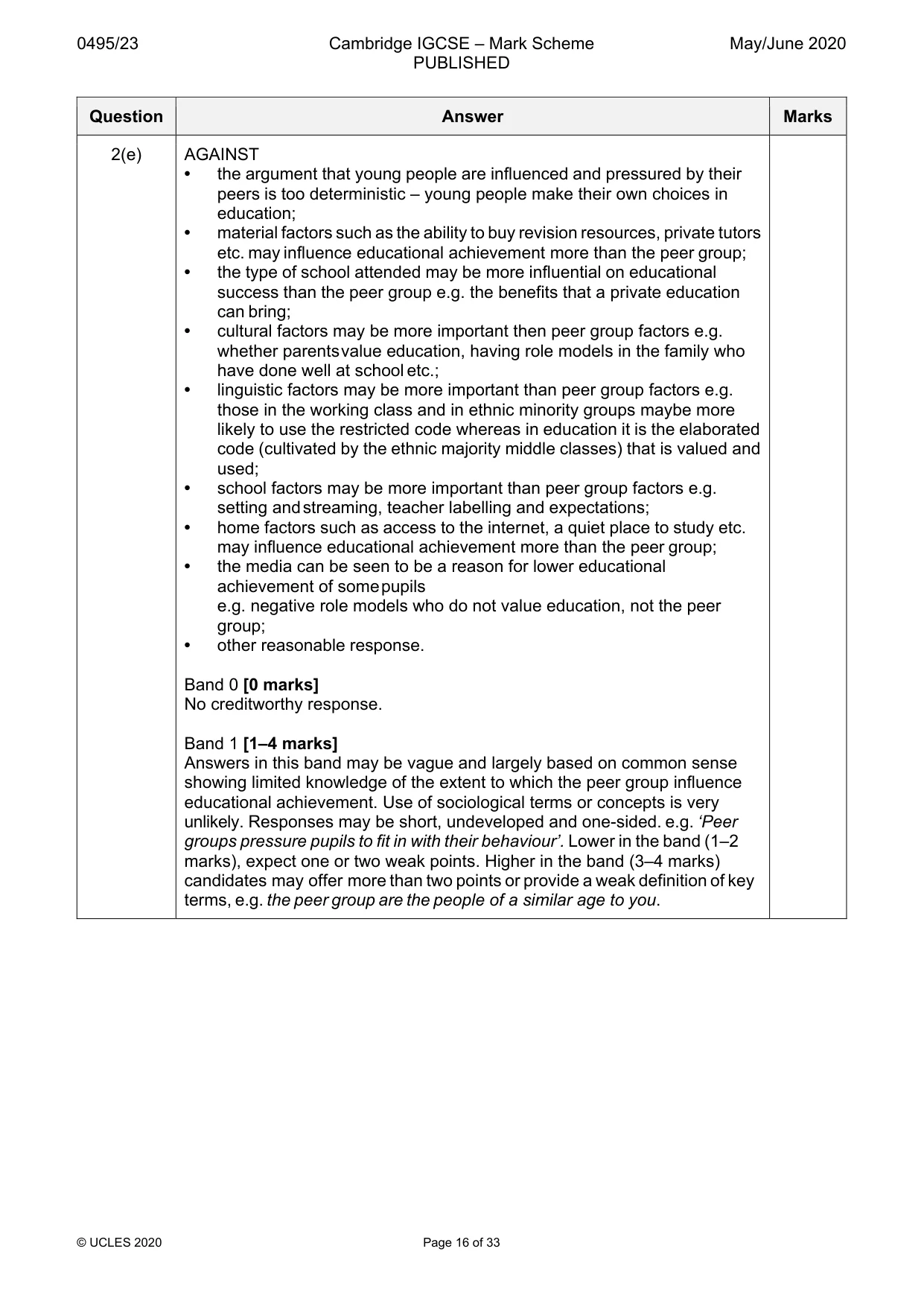Mark scheme, page 16 of 33