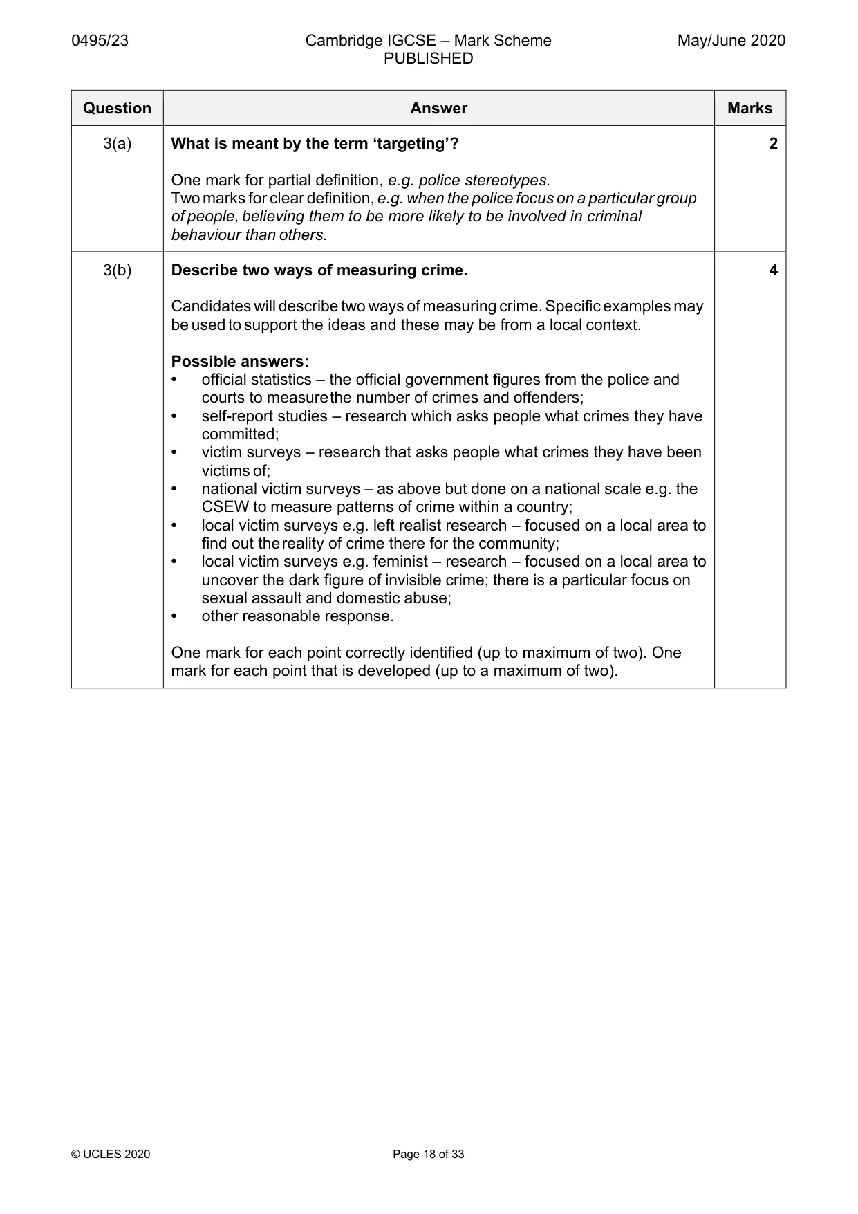 Mark scheme, page 18 of 33