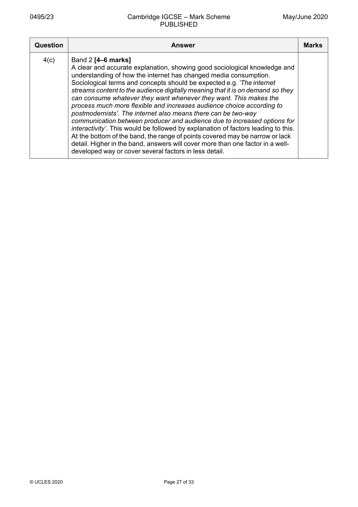 Mark scheme, page 27 of 33