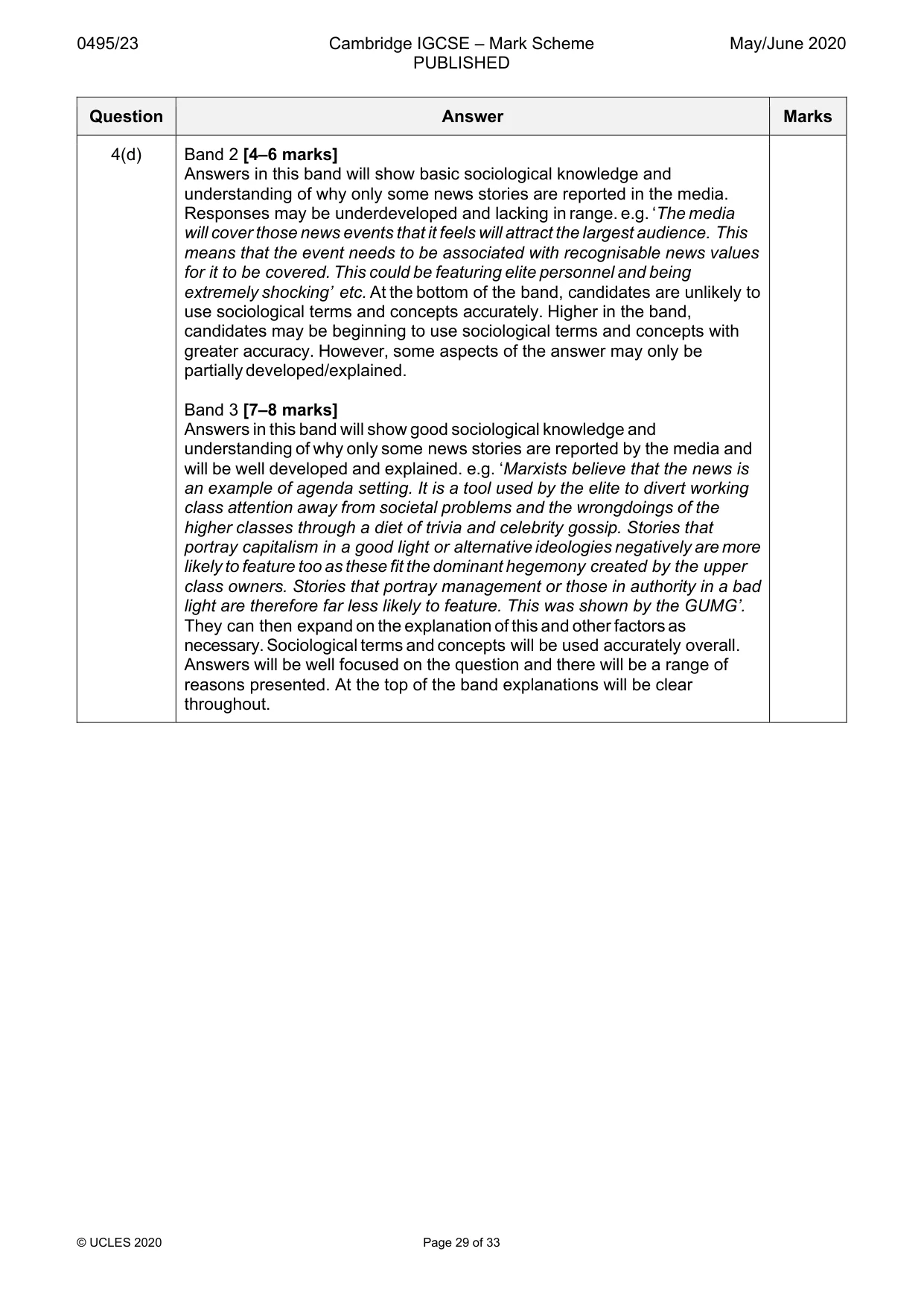 Mark scheme, page 29 of 33