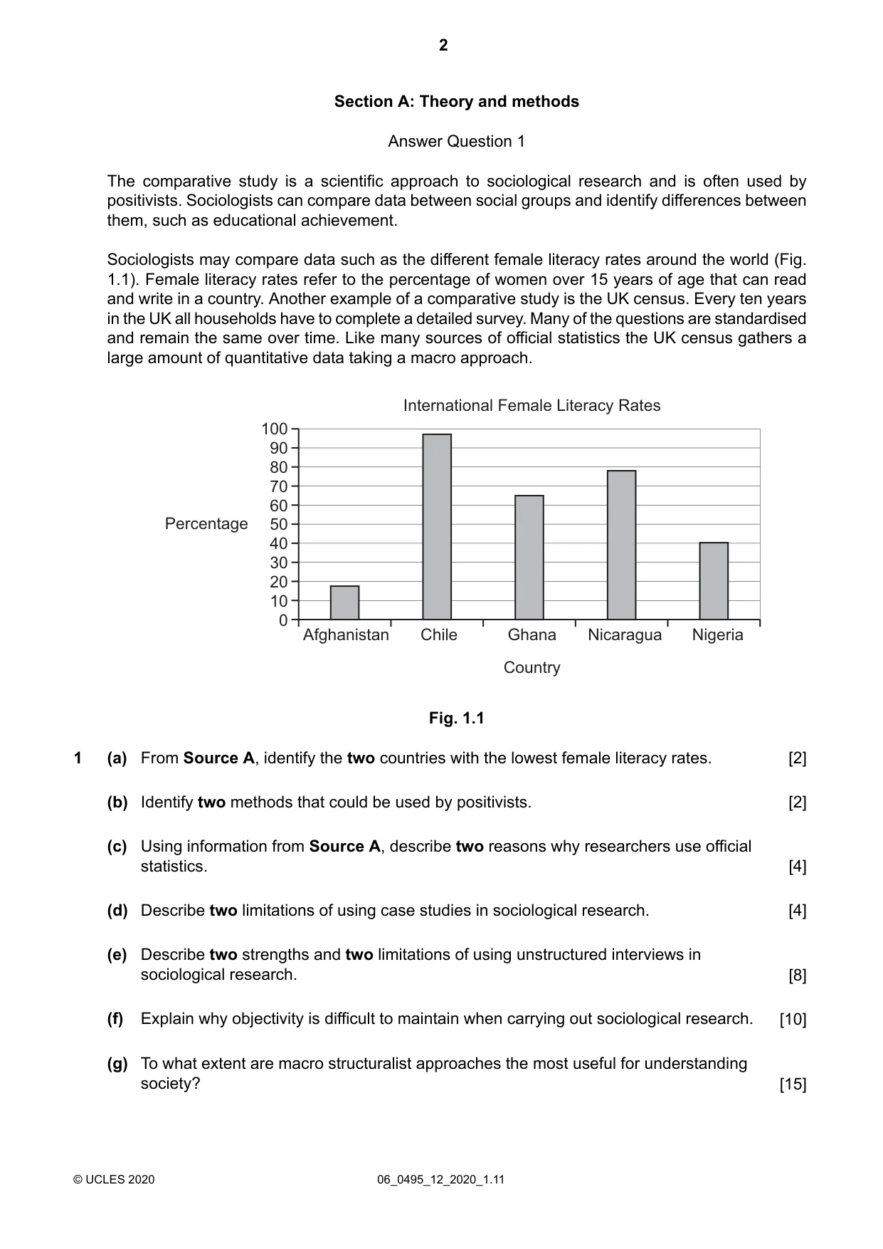 Cambridge IGCSE Sociology 0495 2020 May/June Paper 1 · Variant 2 question paper, page 2 of 4