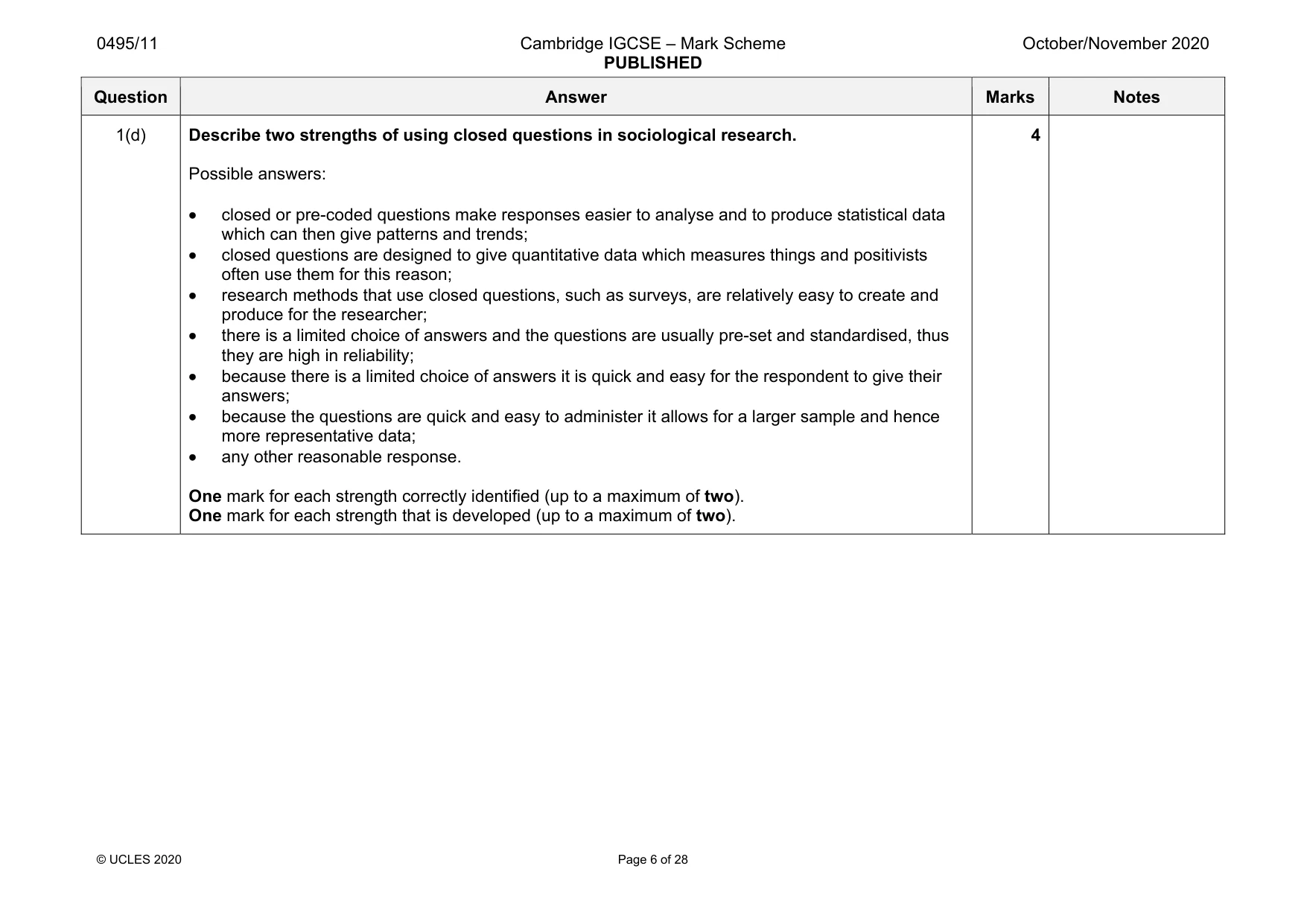 Mark scheme, page 6 of 28