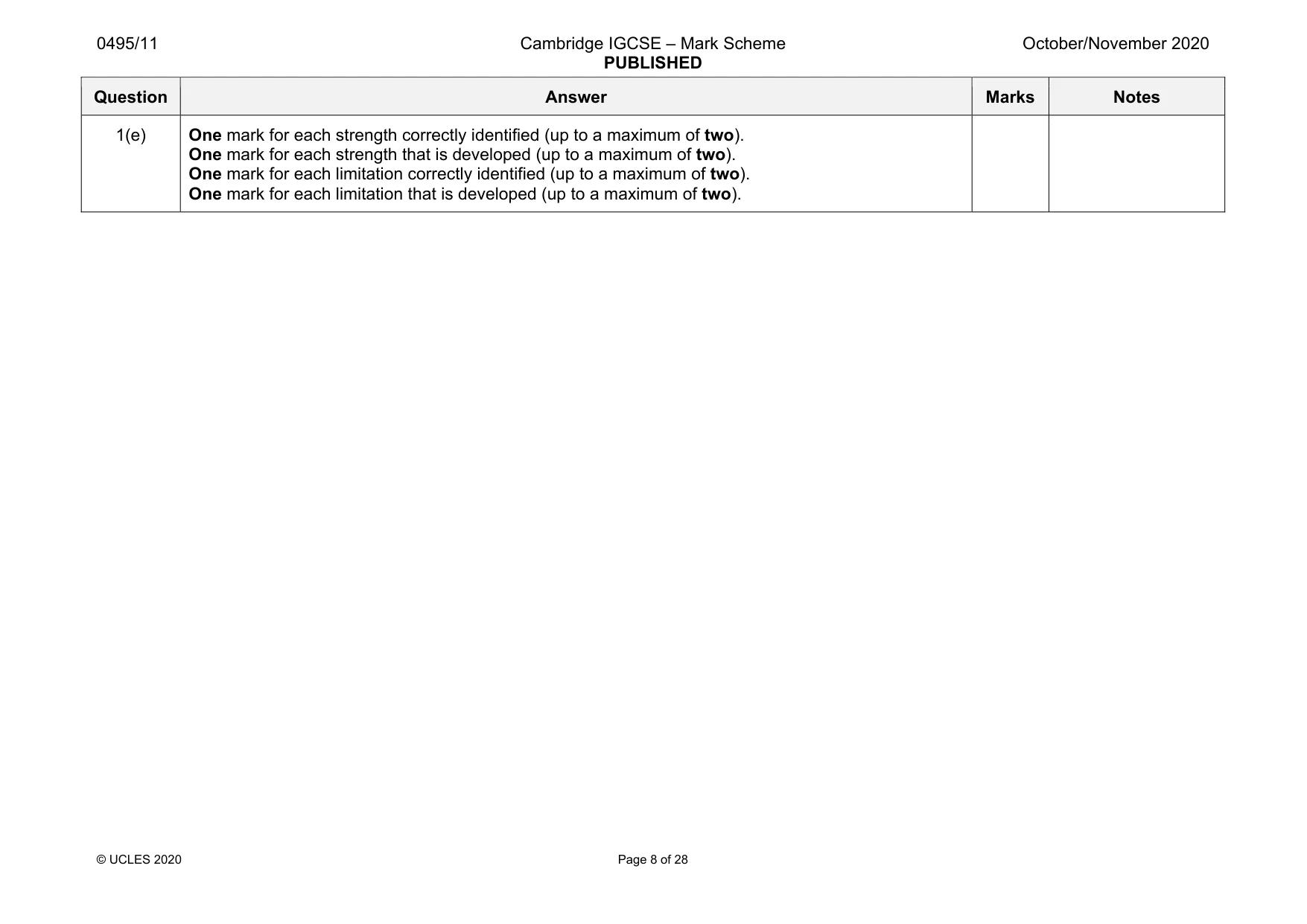 Mark scheme, page 8 of 28
