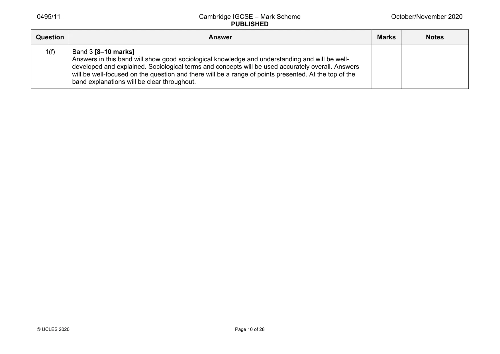 Mark scheme, page 10 of 28