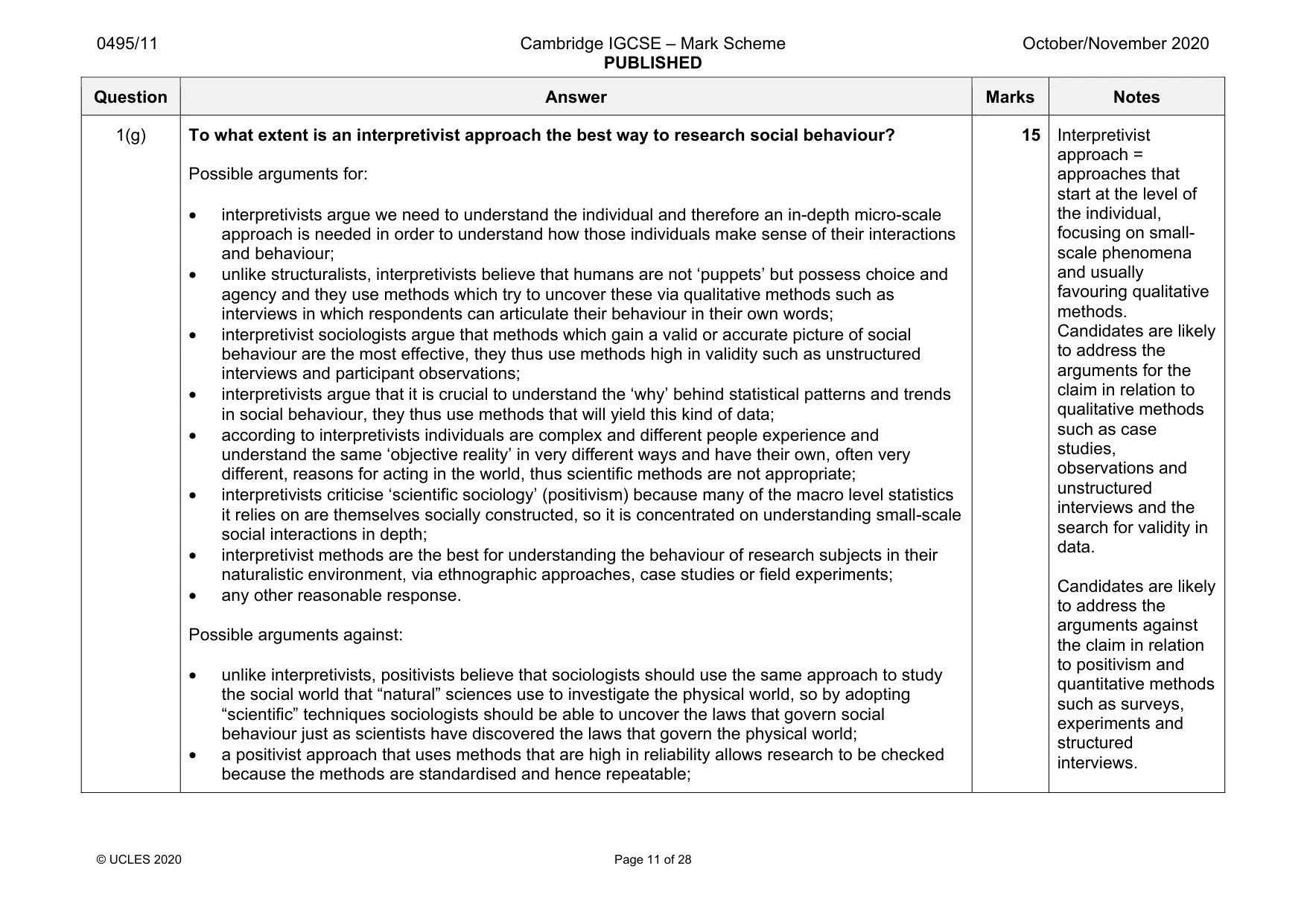 Mark scheme, page 11 of 28