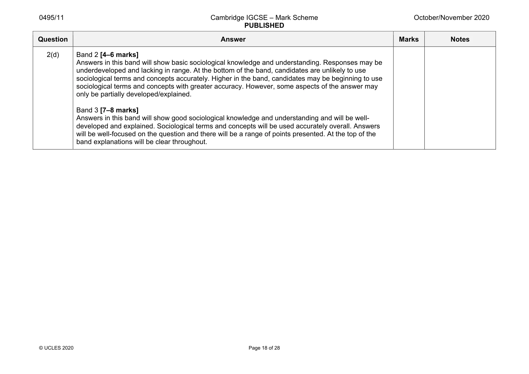 Mark scheme, page 18 of 28