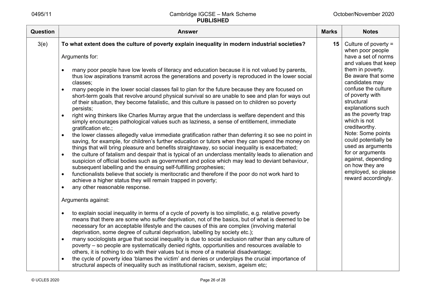 Mark scheme, page 26 of 28