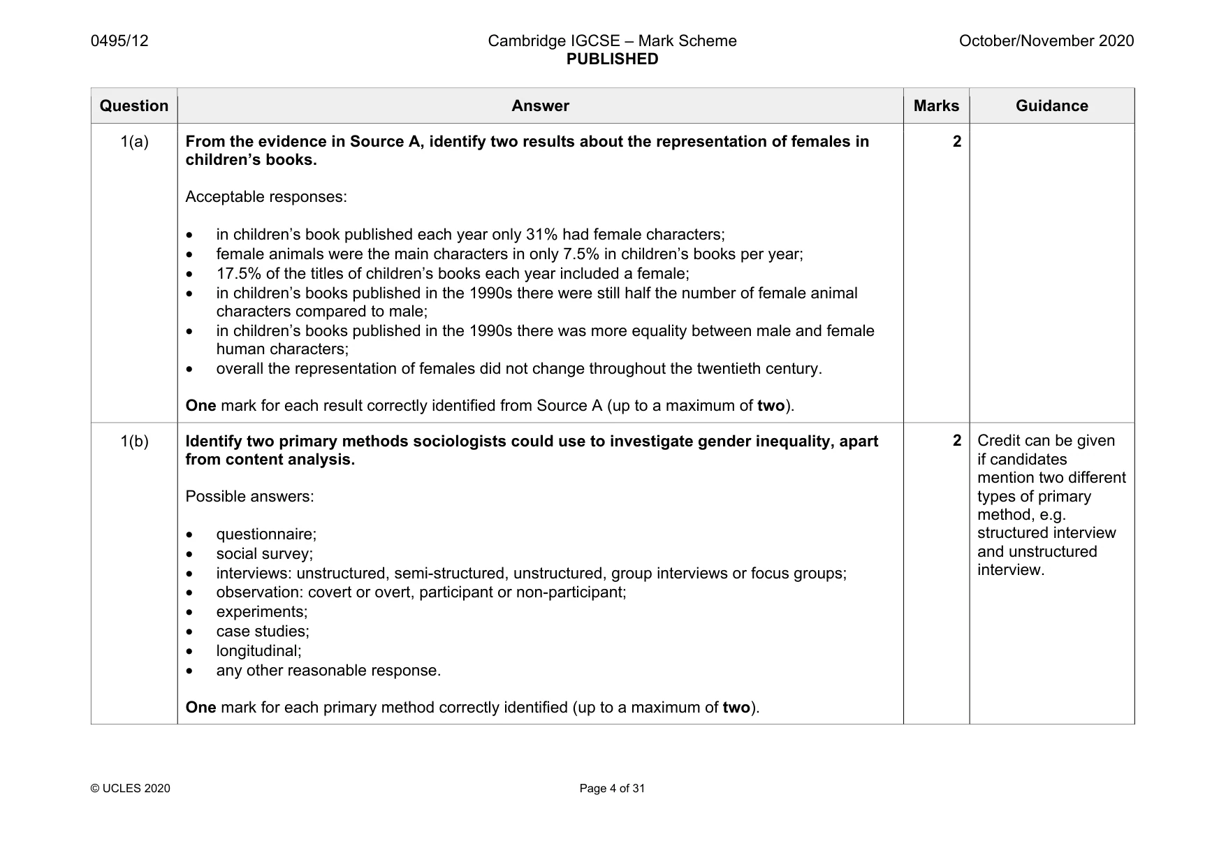 Mark scheme, page 4 of 31